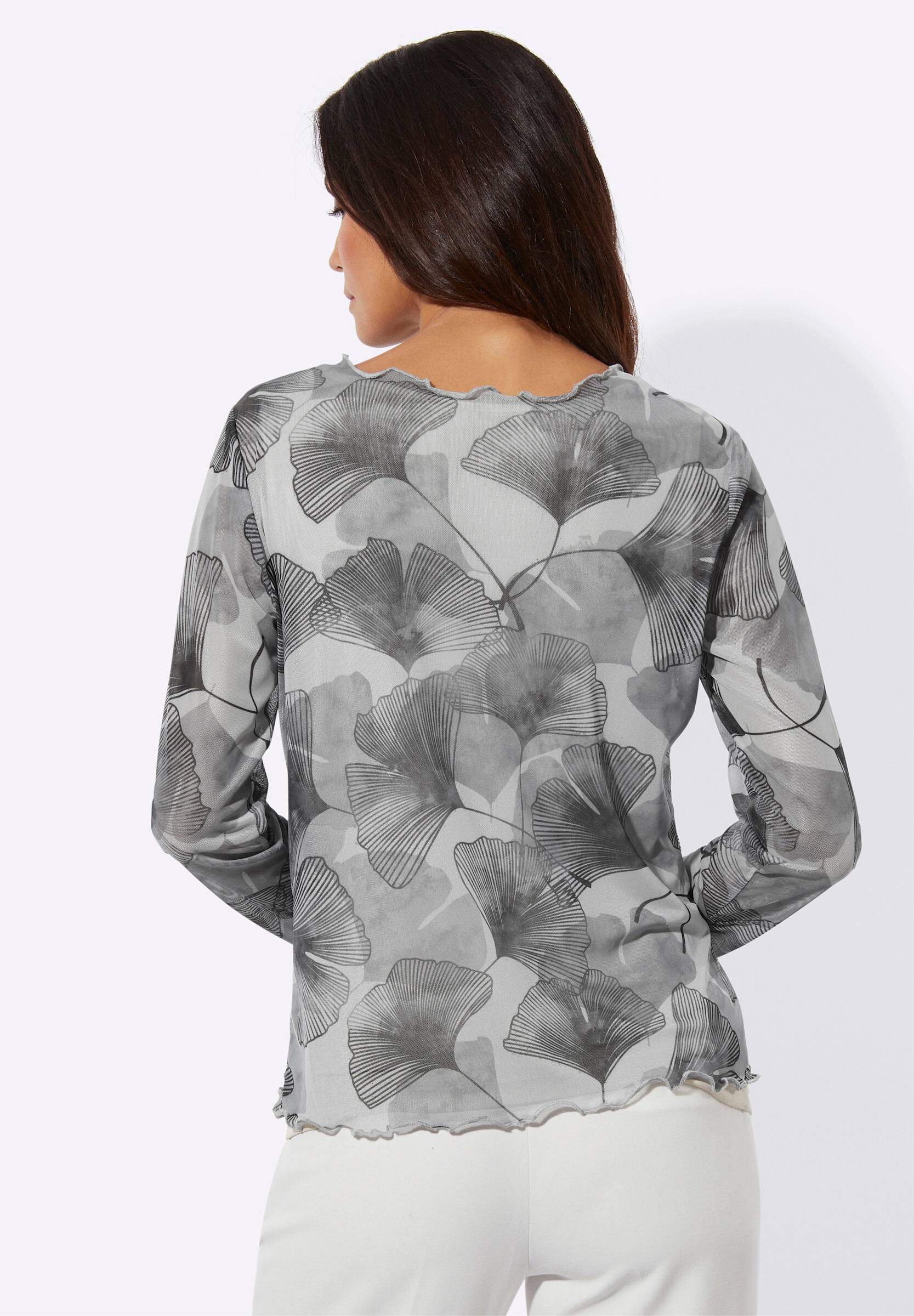 creation L T-Shirt »Mesh-Shirt Langarmshirt mit eingenähtem Top«