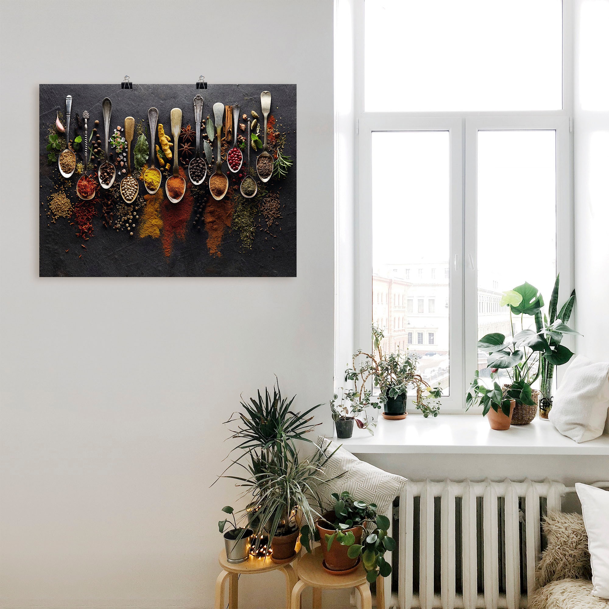 Artland Wandbild »Kräuter Gewürze Schiefer«, Lebensmittel, (1 St.), als Alubild, Outdoorbild, Leinwandbild, Poster, Wandaufkleber