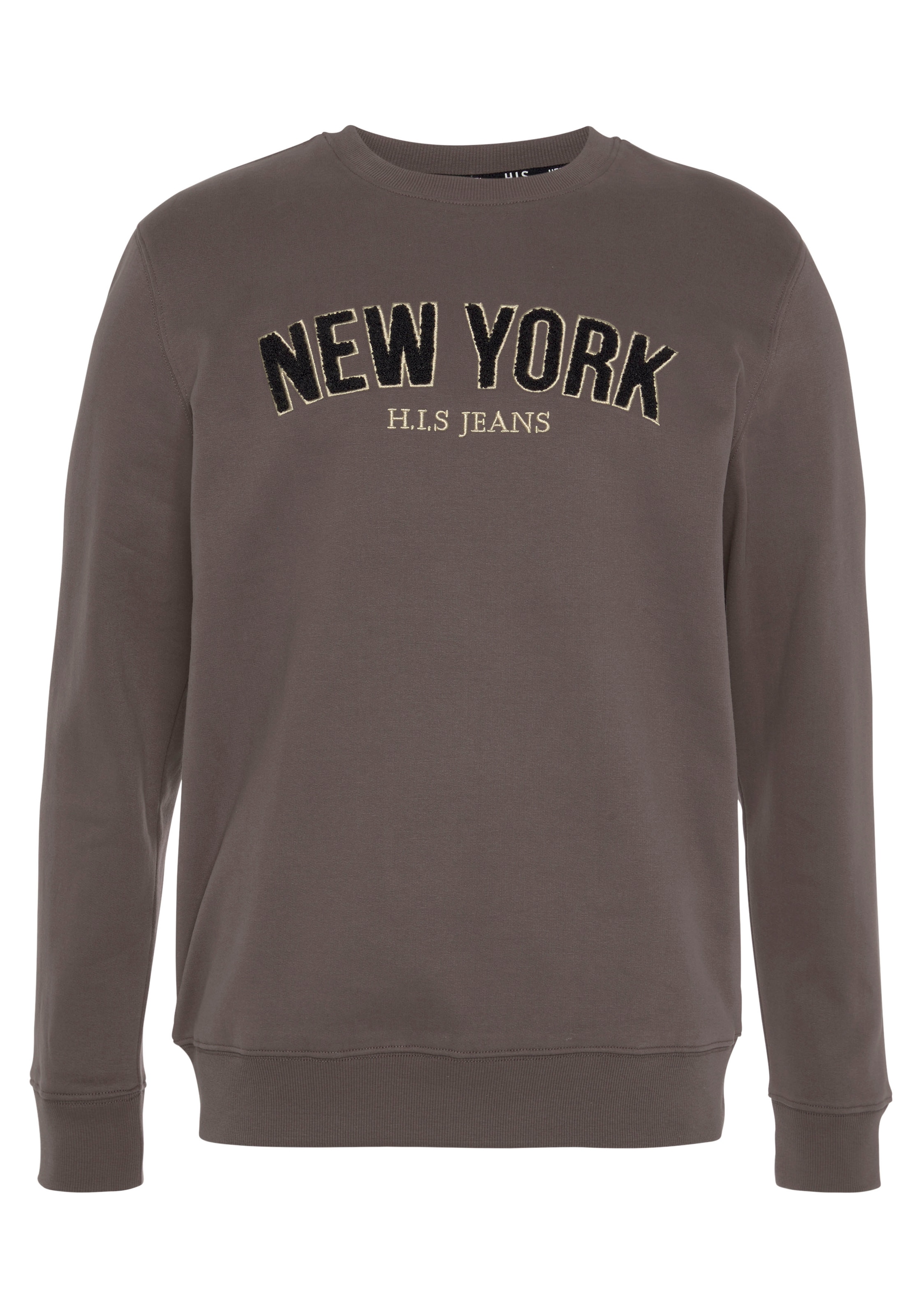 H.I.S Sweater, Langarm, lockere Passform, bestickte Optik, Rundhalsausschnitt