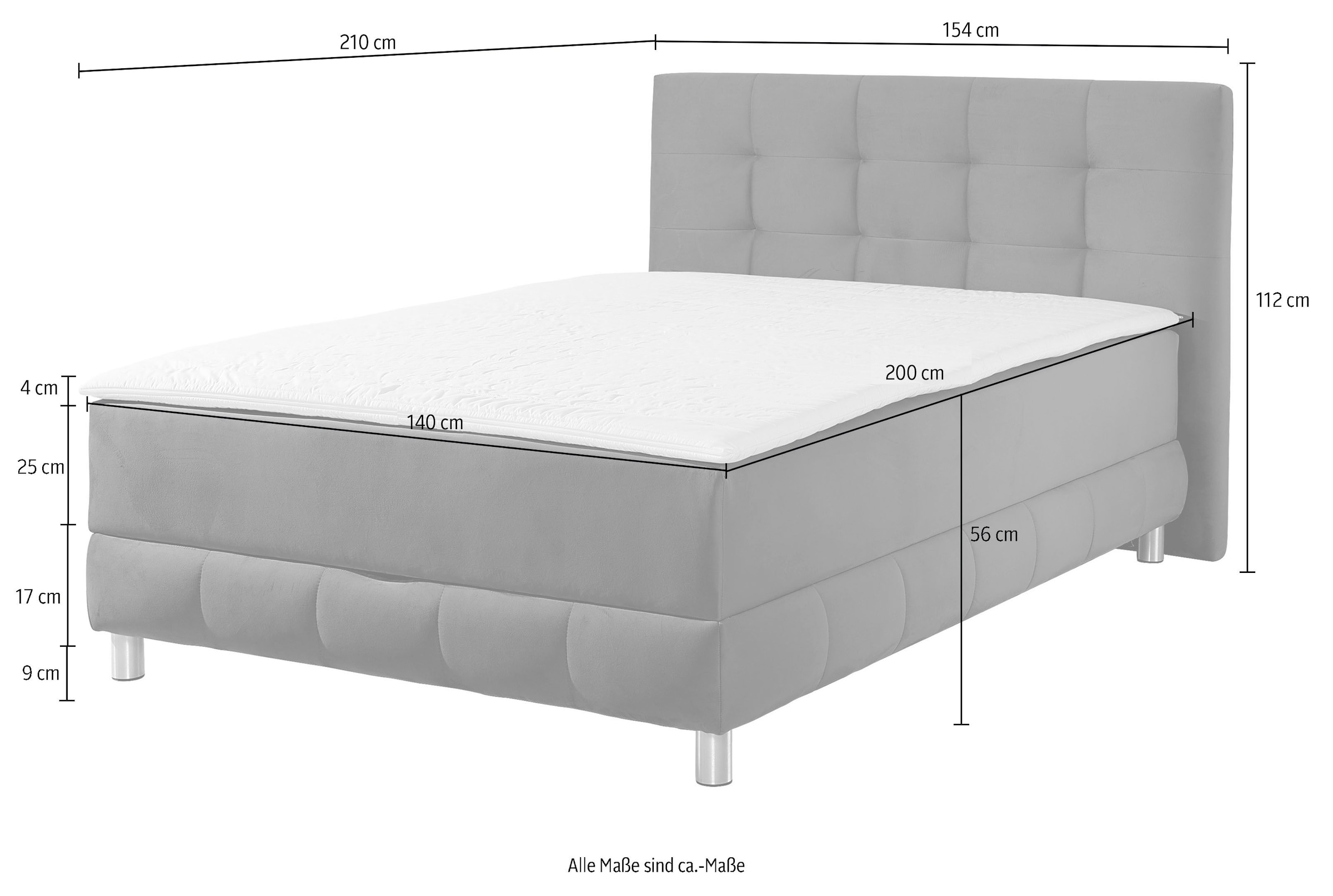 INOSIGN Boxbett Vaasa, mit Bettkasten & Topper, in 4 Breiten, Überlänge 220 cm