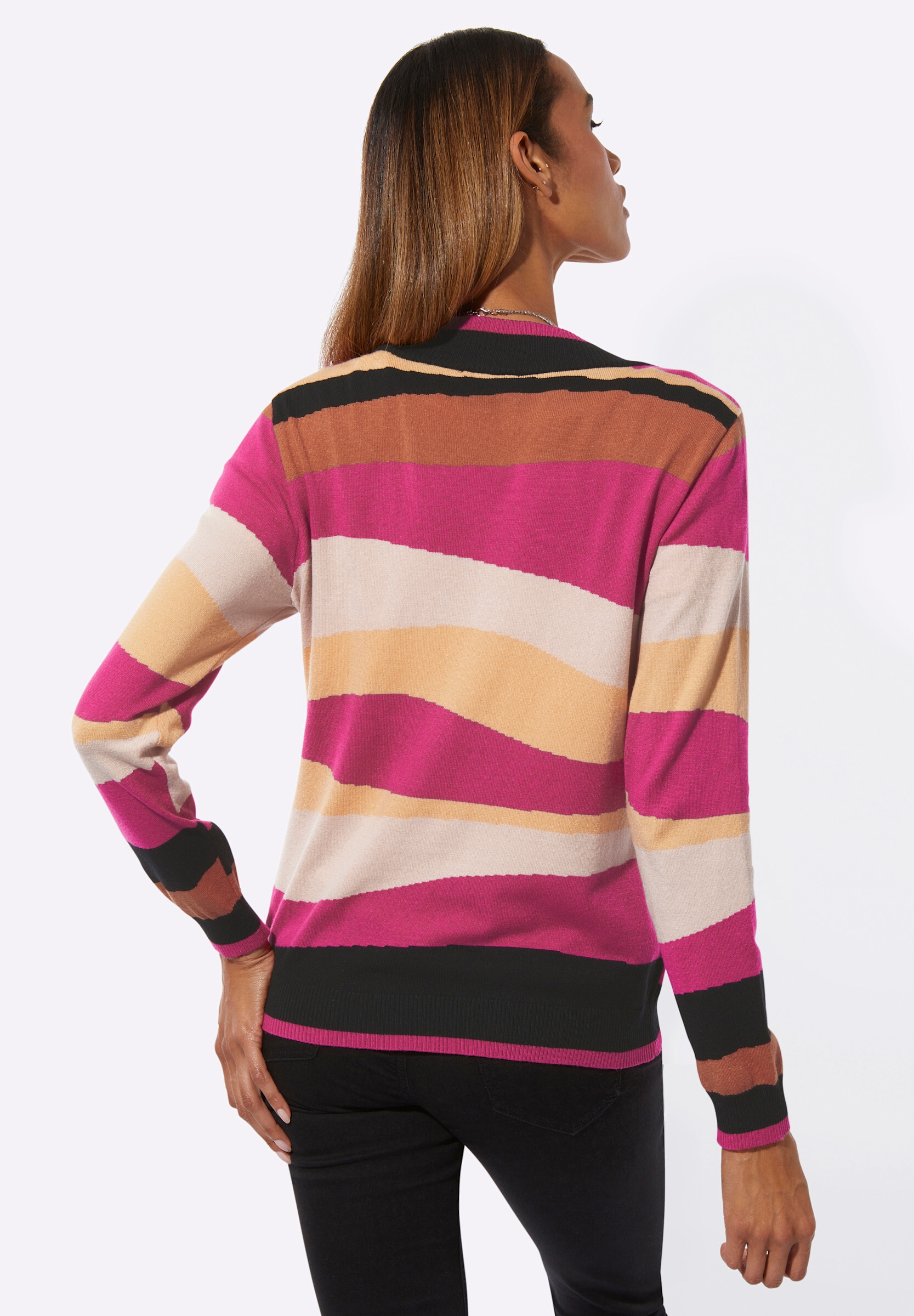 creation L Strickjacke »Strickjacke Feinstrickjacke mit Rippbündchen«