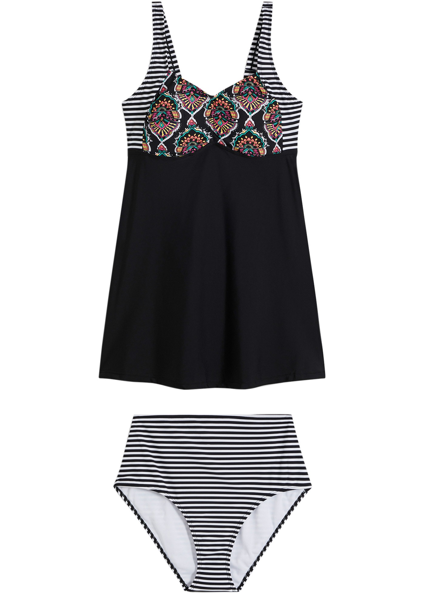 bonprix Tankini »Long-Tankini (2-tlg. Set) mit Highwaist-Bikinihose« Set, 2, 2 Stk. Long-Tankini (2-tlg. Set) mit Highwaist-Bikinihose