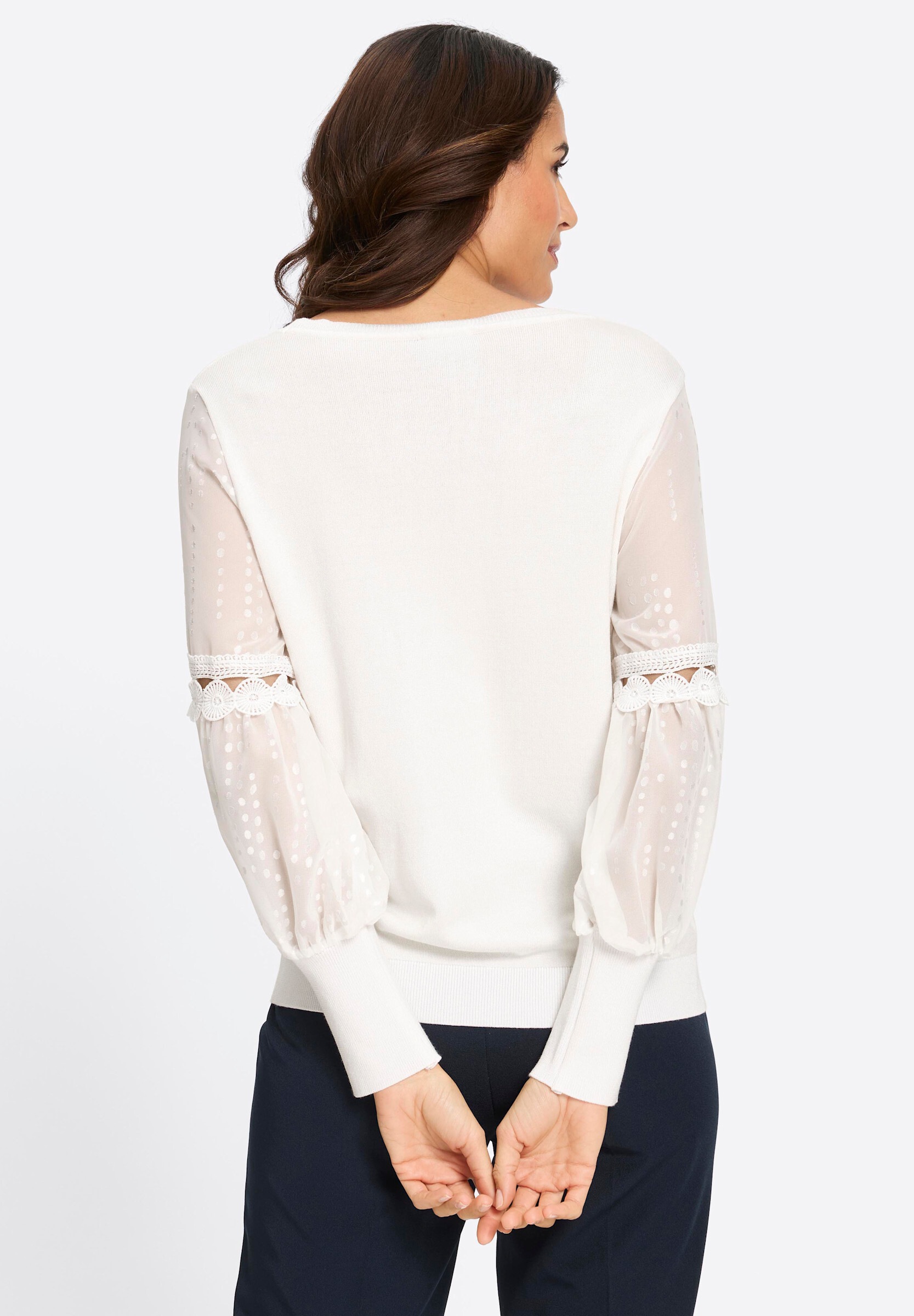 Witt Longpullover »Feinstrick-Pullover Feinstrickpullover mit gewebten Ballon_Ärmeln«