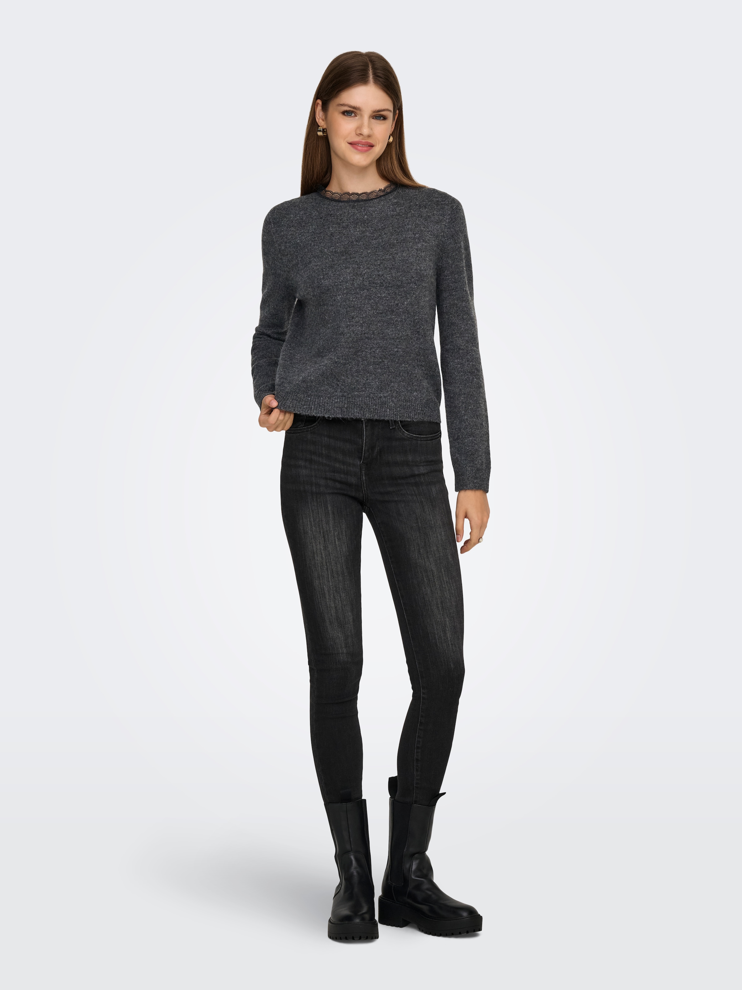 ONLY Strickpullover »ONLTAMMY LS LACE MIX O-NECK BF KNT«