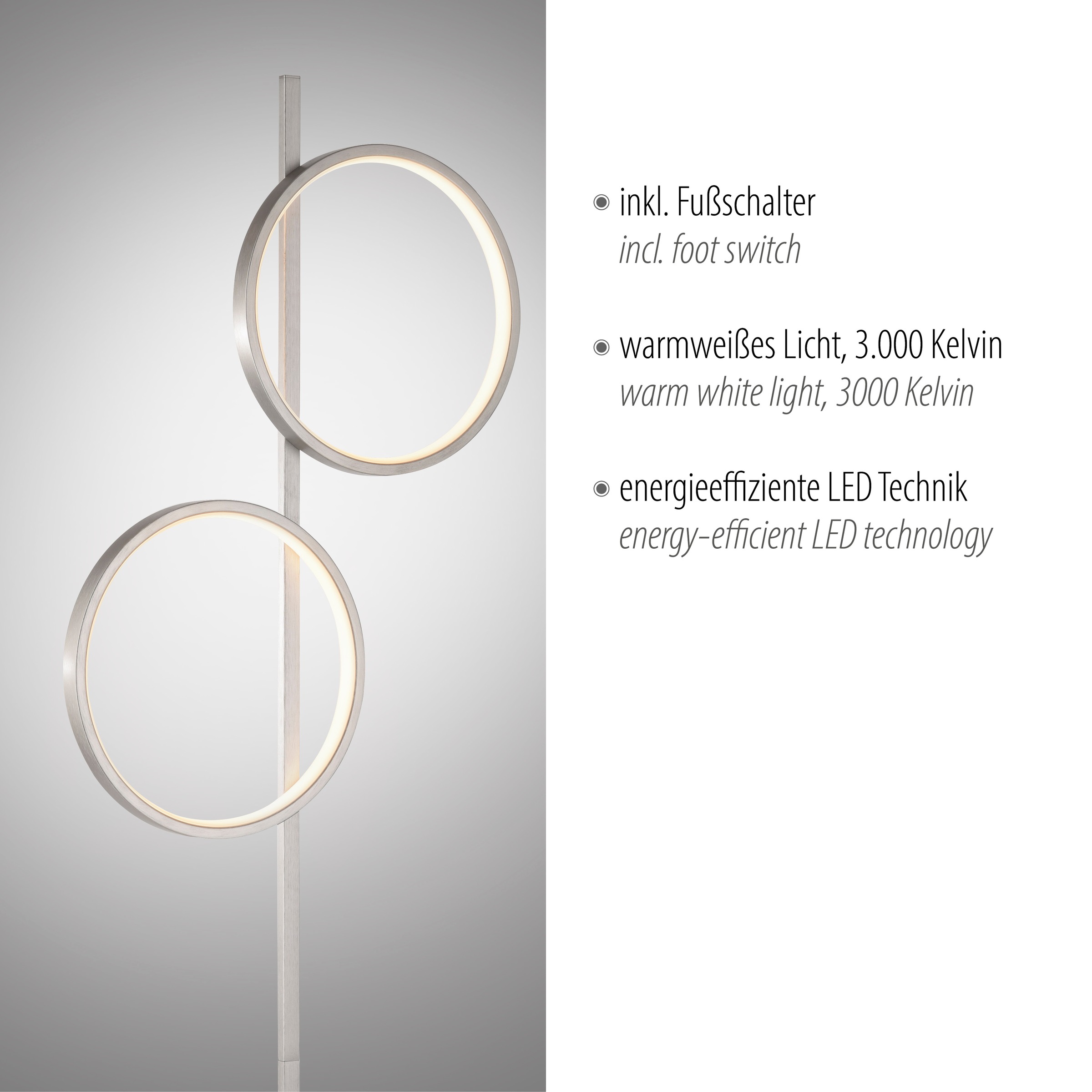 JUST LIGHT Stehlampe »MINI RITUS«, 2 flammig, Leuchtmittel LED-Board | LED fest integriert, LED, Schalter, Fußschalter