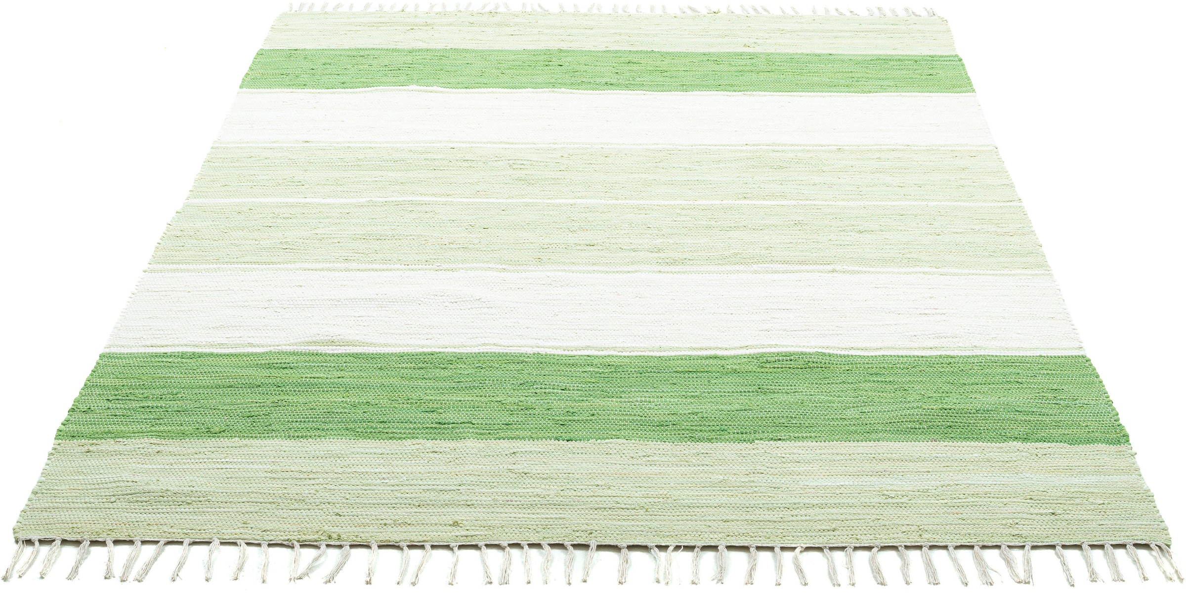 reine Cotton«, »Stripe Fransen gestreift, Flachgewebe, rechteckig, OTTO Baumwolle, THEKO handgewebt, bestellen mit Teppich bei online
