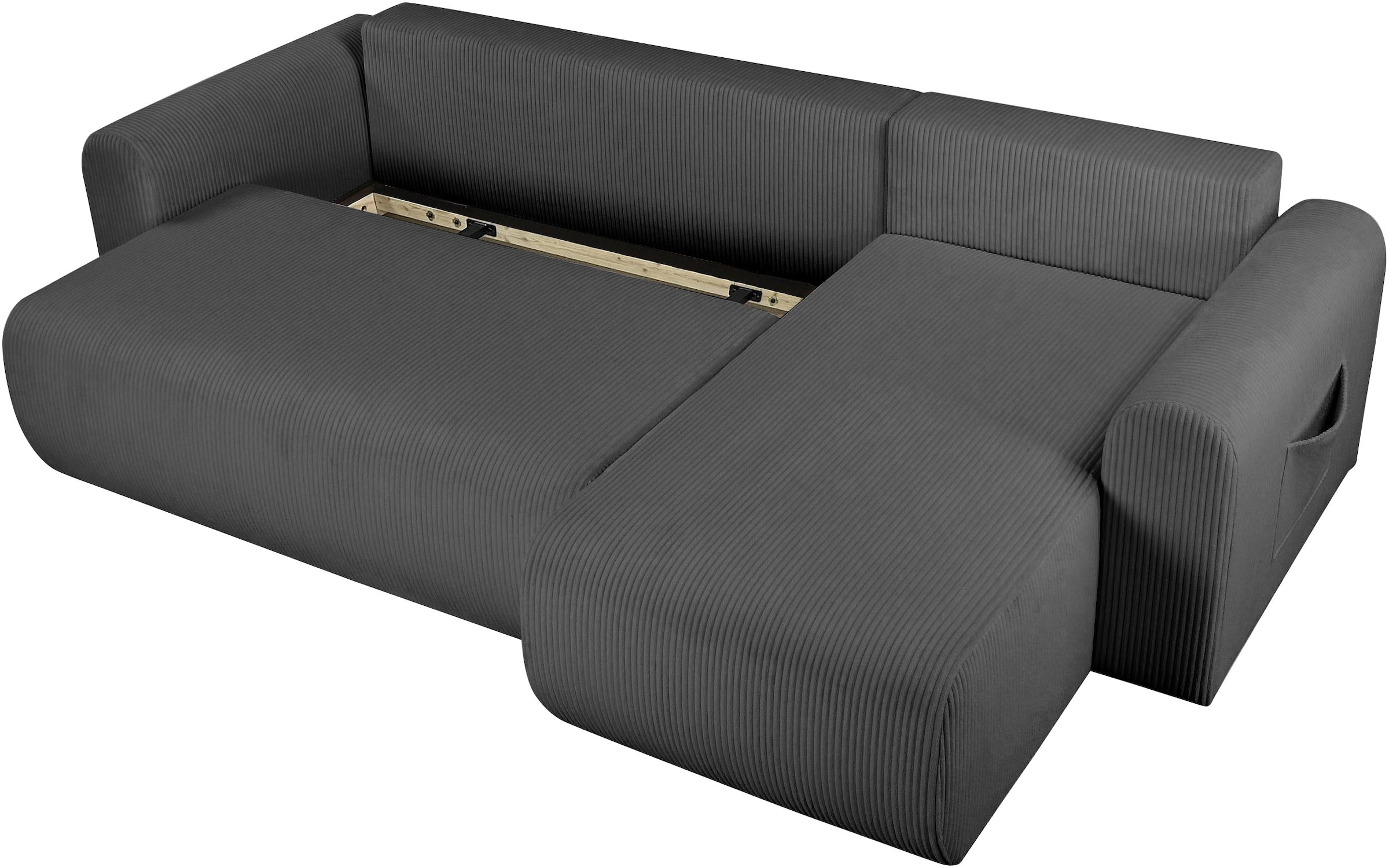 OTTO home Ecksofa »JONAA Cord L-Form, 241cm. OTTO. Verlässliche Qualität« Tonnentaschen-Federkern, Bettkasten, Schlafsofa (133/200)