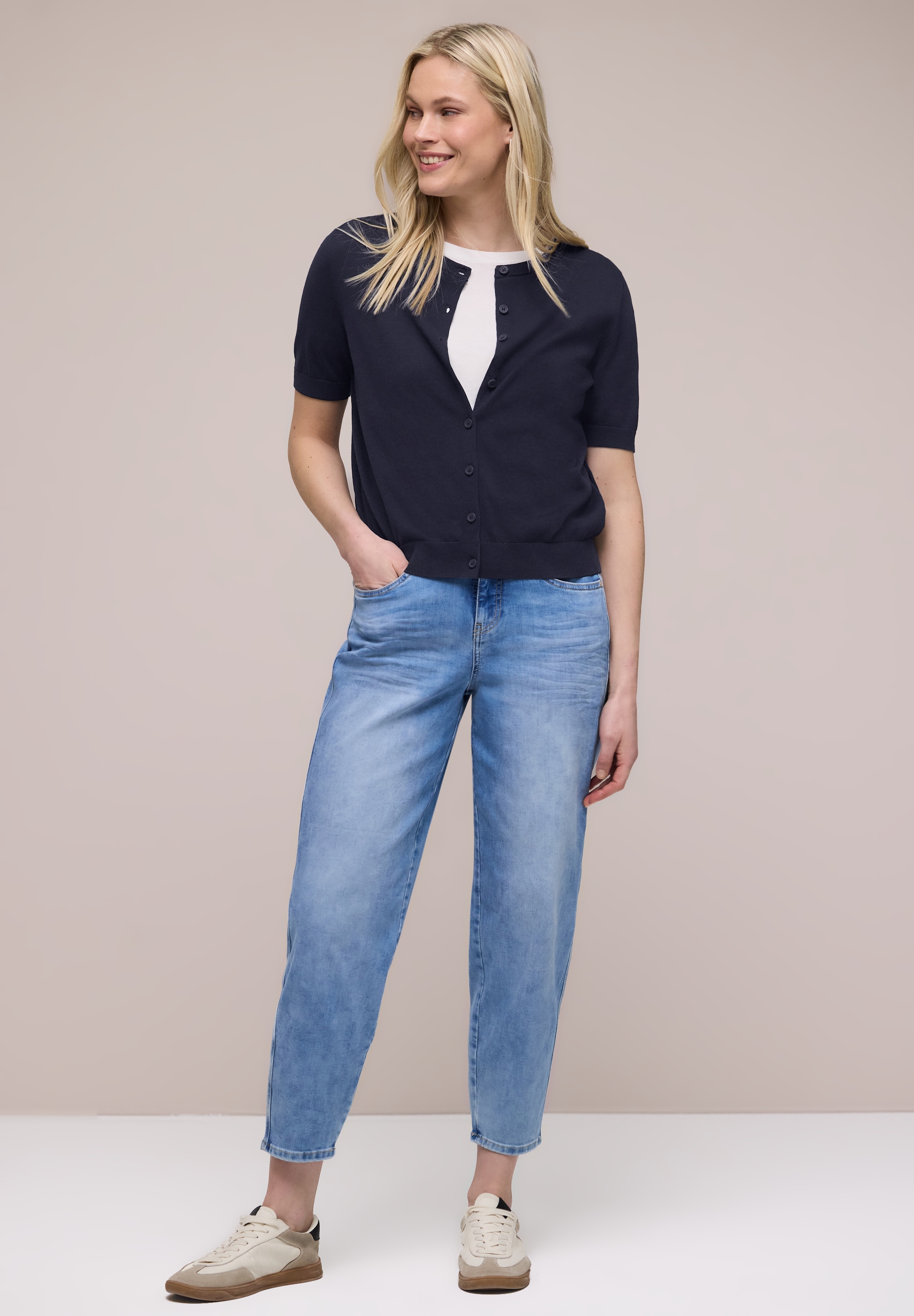 STREET ONE Cardigan Kurzarm-Cardigan mit Rundhals