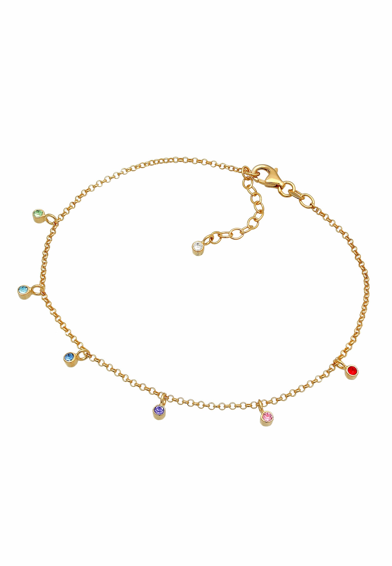 Elli Fußkette »Fußschmuck Bunt 925 Sterling Silber vergoldet, mit Kristallen von Swarovski®«