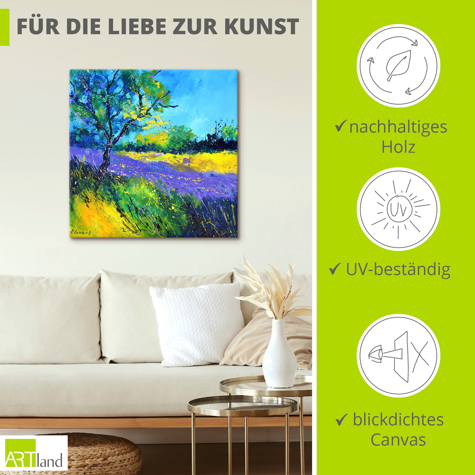 Artland Wandbild »Lavender field« Wiesen & Baumbilder 1 Stk. tlg. als Alubild, Leinwandbild, Poster, Wandaufkleber in verschied. Größen
