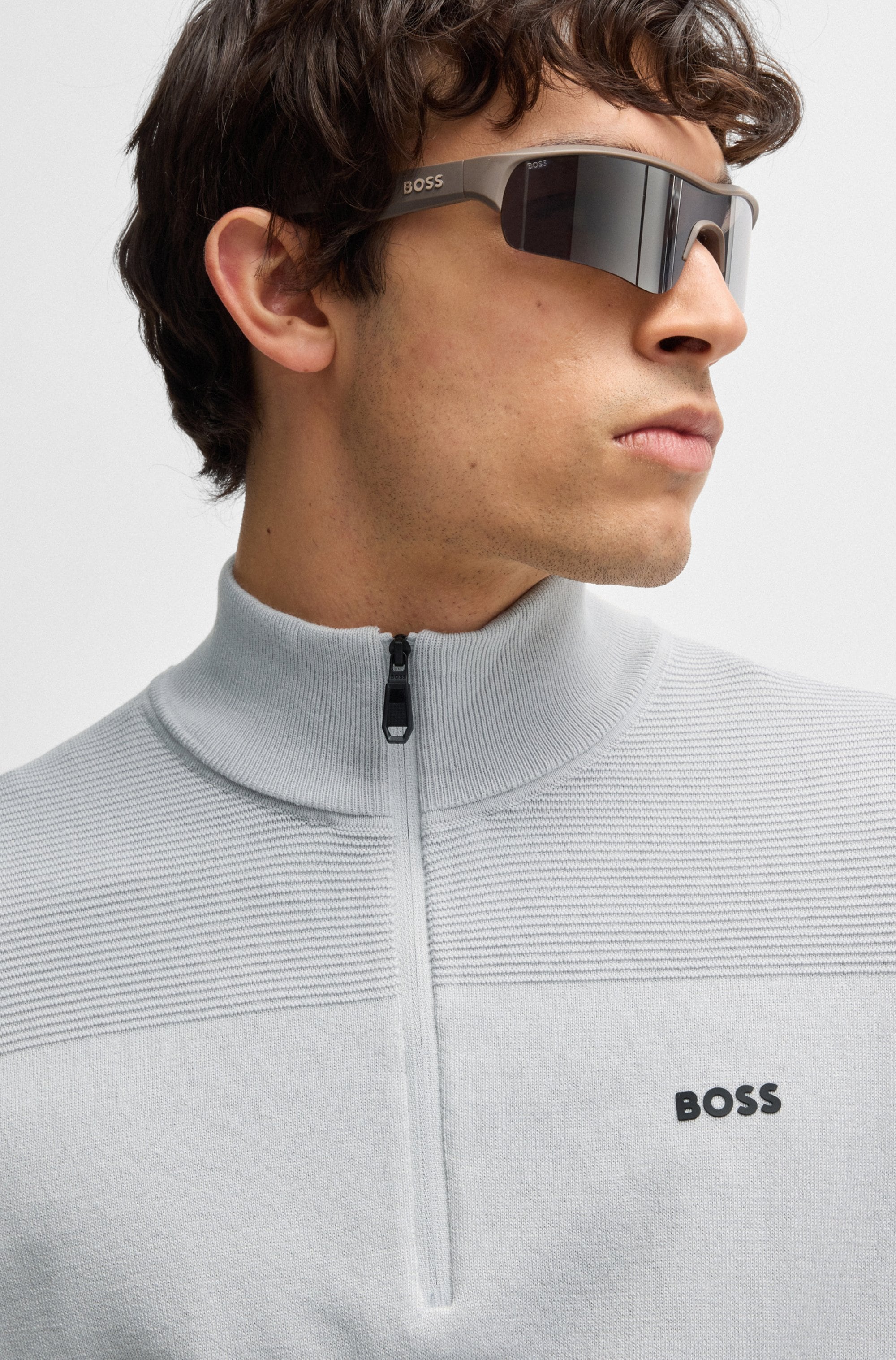 BOSS GREEN Strickpullover »Momentum-X QZ«, mit Reißverschluss