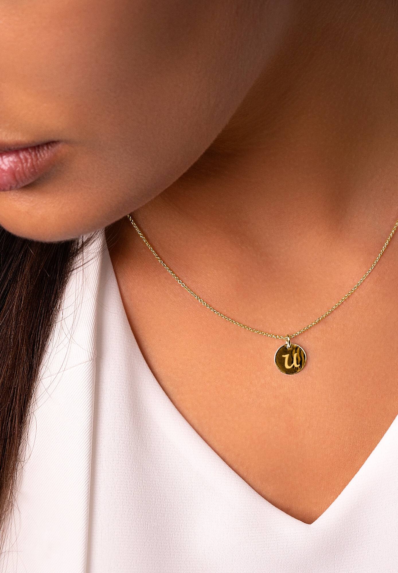 ONE ELEMENT Kette und Anhänger Set »Schmuckset - Set mit Halskette Buchstabe U Buchstaben Anhänger aus 333 Gelbgold Ø 11,0 mm«