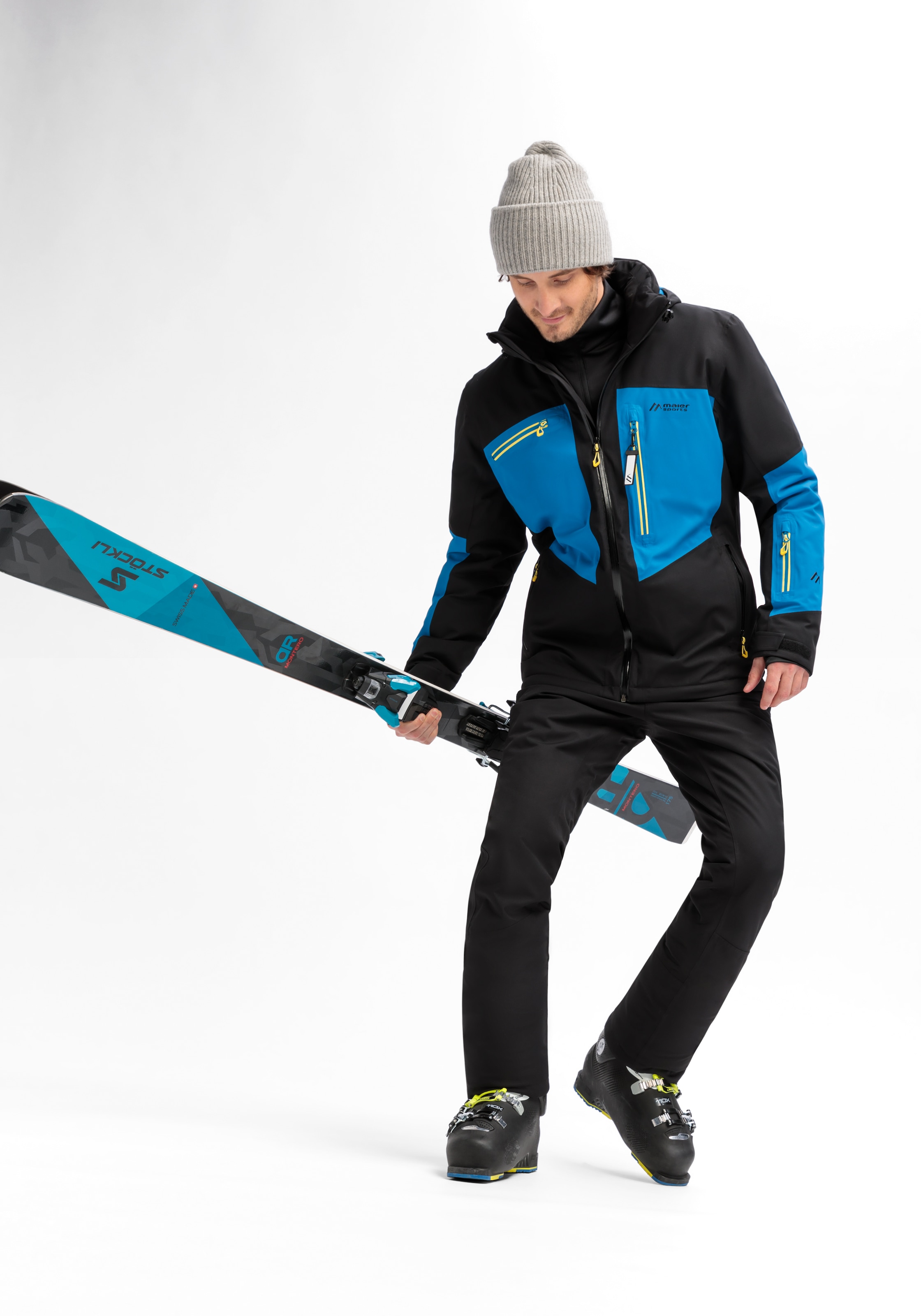 Maier Sports Skijacke »Beskid«, Herren Winterjacke mit RV-Taschen und Kapuze, wasserdicht