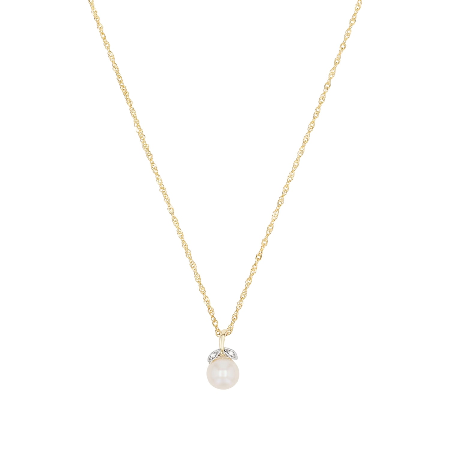 Amor Kette mit Anhänger »Perle mit Blätter-Optik umrandet« mit Zirkonia (synth.) - mit Süßwasserzuchtperle