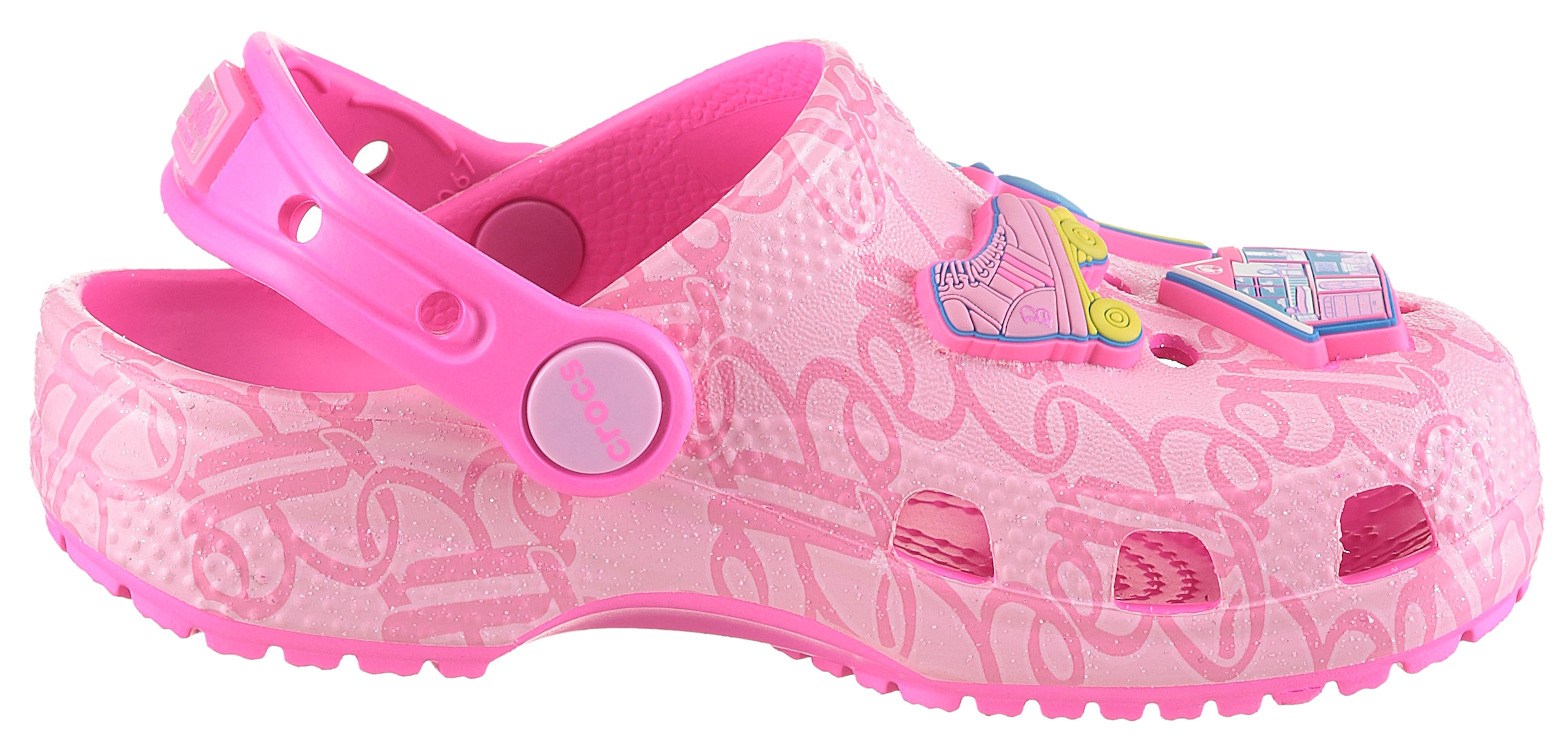 Crocs Clog »Mattel Pink Barbie Cls Clog K«, Barbie Clog, Hausschuh mit Herzchen