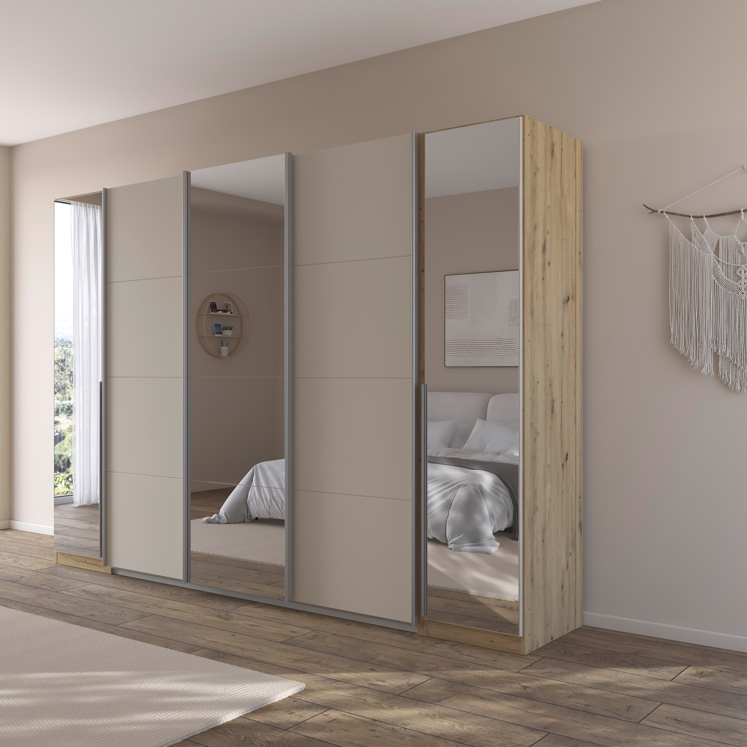 OTTO home Schwebetürenschrank »Dreh-/Schwebetürenschrank Kleiderschrank Familie, OTTOs Choice, Agordo« in verschiedenen Farben erhältlich, Breite ca. 301cm, 