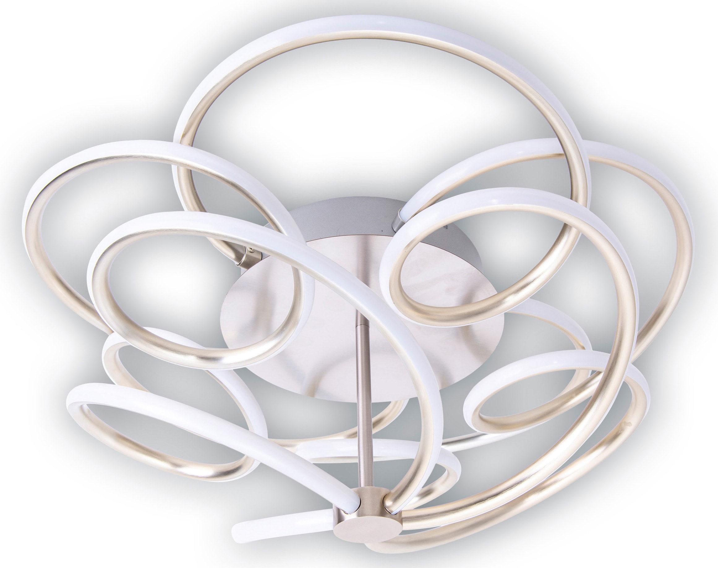 näve LED Deckenleuchte »Rizado«, 1 flammig, Effizienzklasse: F, 3-Stufen dimmbar per Wandschalter, satin-nickel
