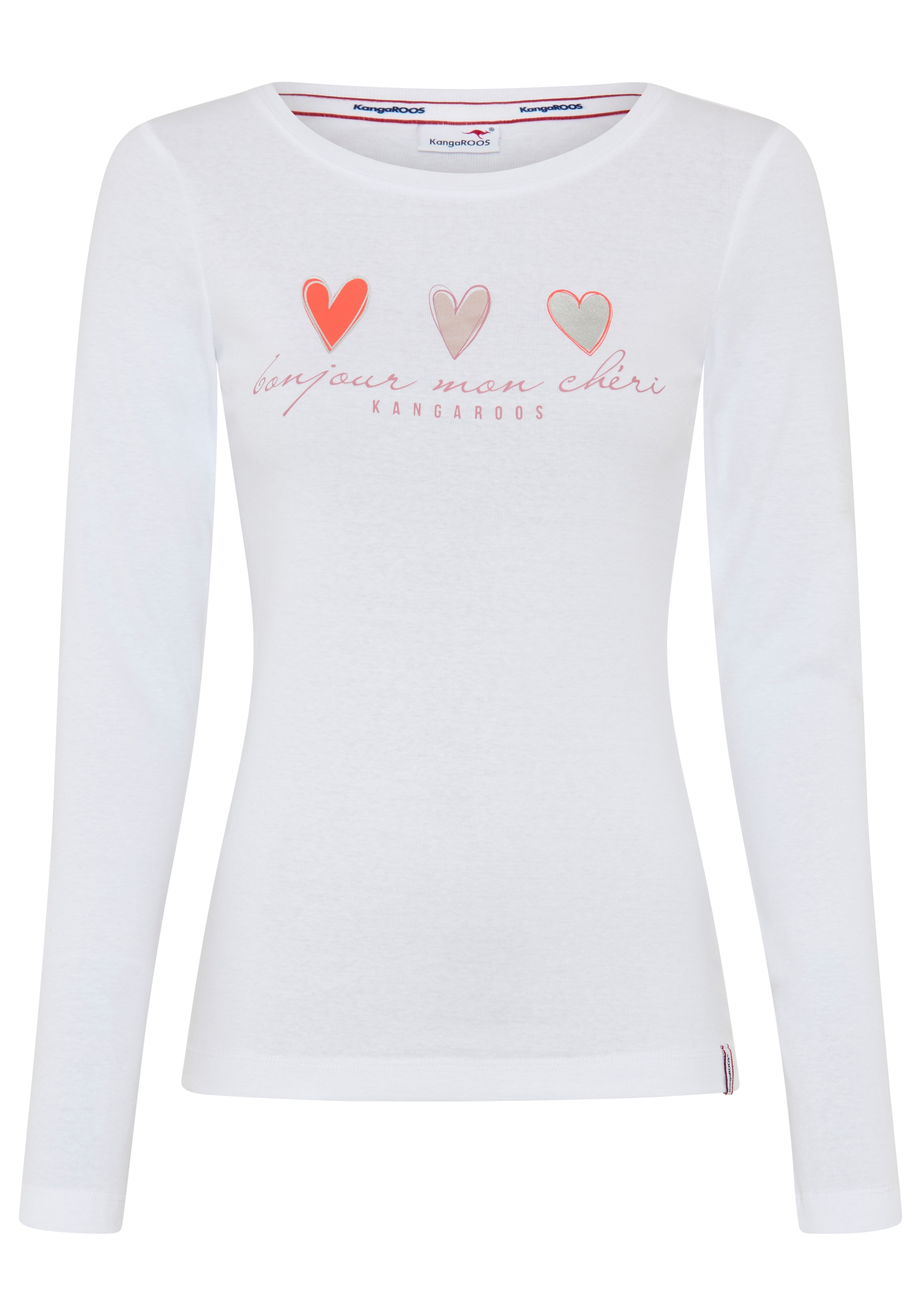 KangaROOS Longsleeve Langarm,  sehr figurbetont und hüftbedeckend,  mit Herzchen-Detail