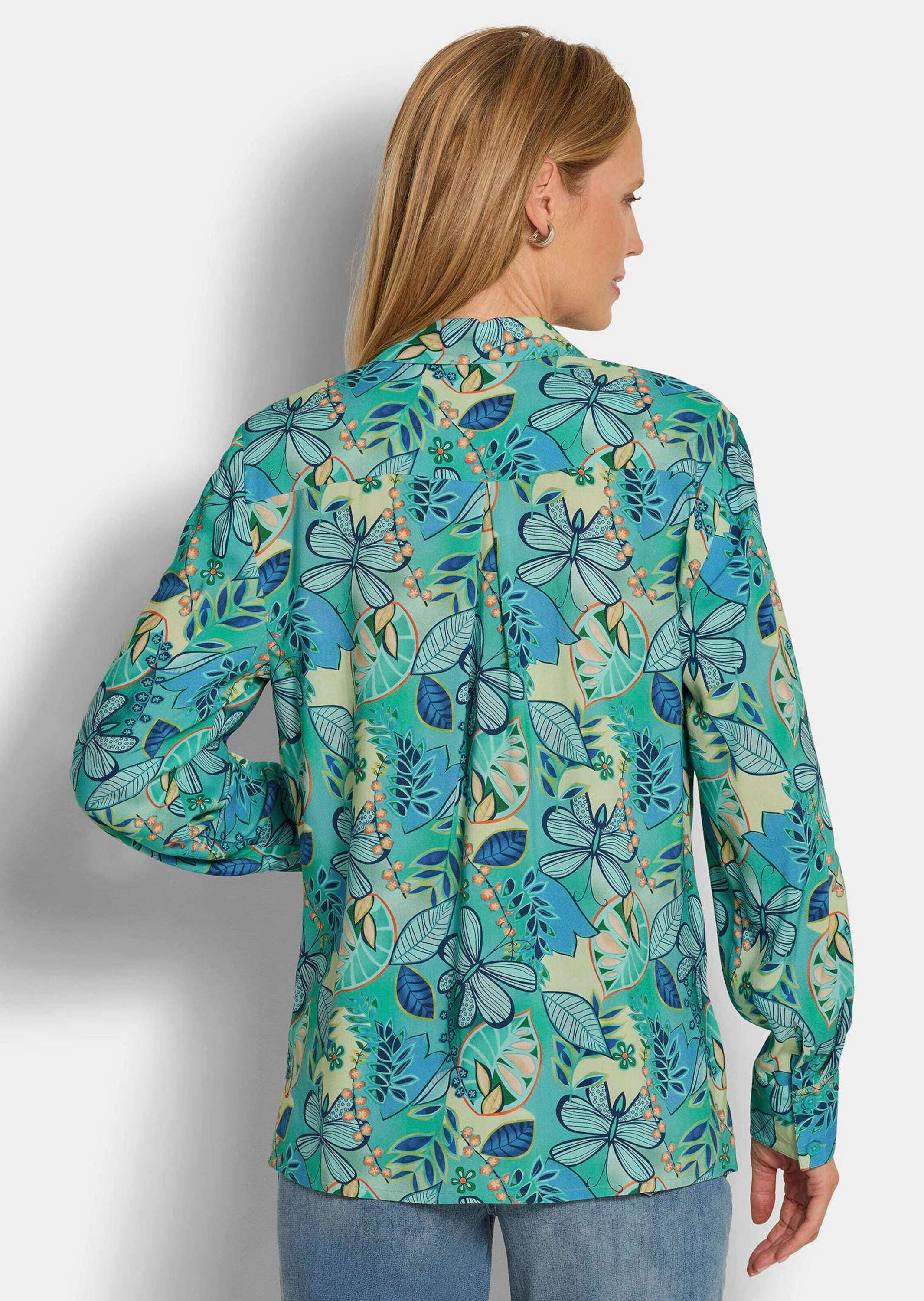 GOLDNER Kurzarmbluse »Kurzgröße Blusenshirt mit floralem Print« figurschmeichelnde Schnittführung