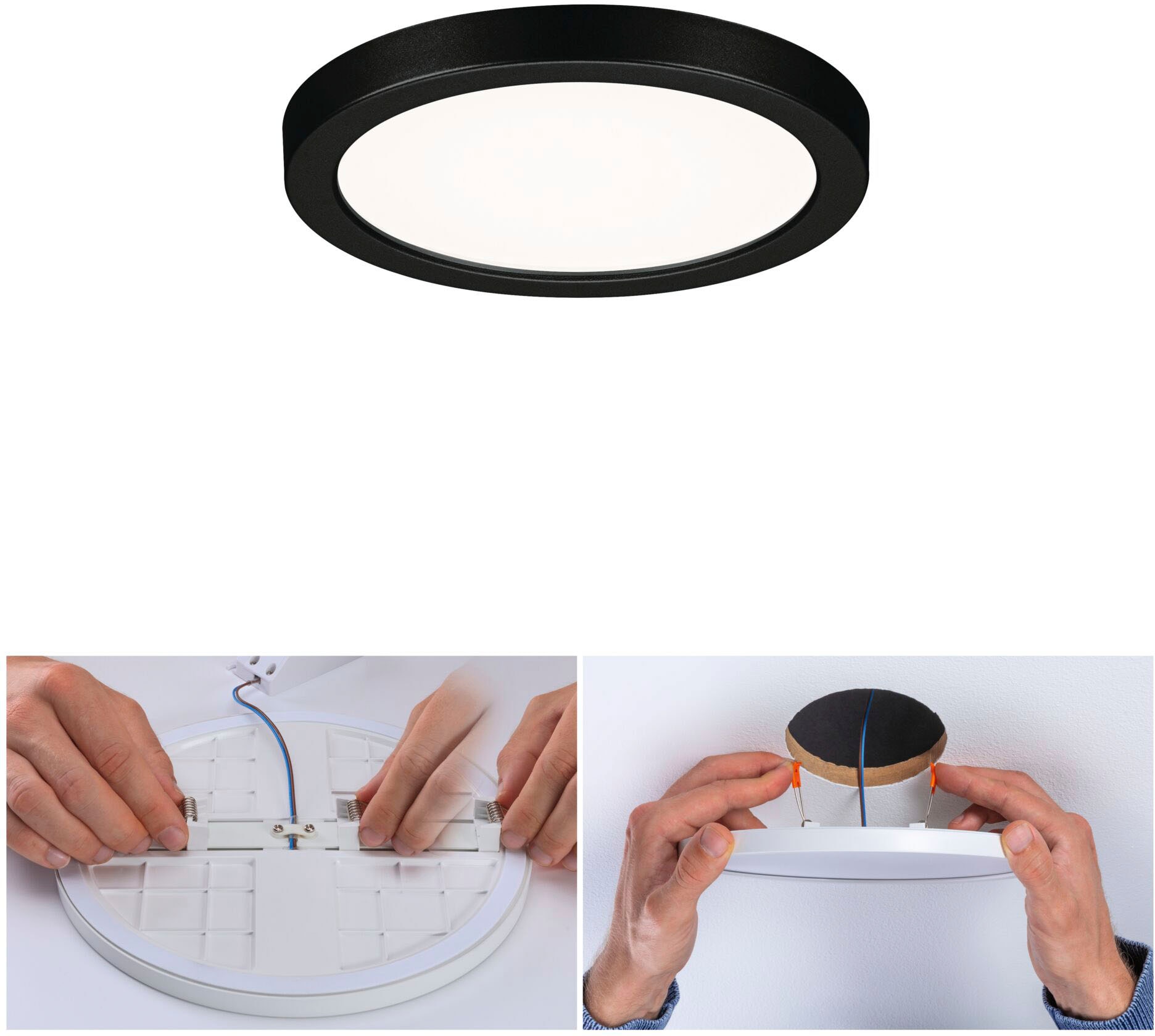 Paulmann LED Einbauleuchte »LED Einbaupanel Areo VariFit IP44 rund 118mm 4000K Schwarz«, 1 flammig, LED Einbaupanel Areo VariFit IP44 rund 118mm 4000K Schwarz