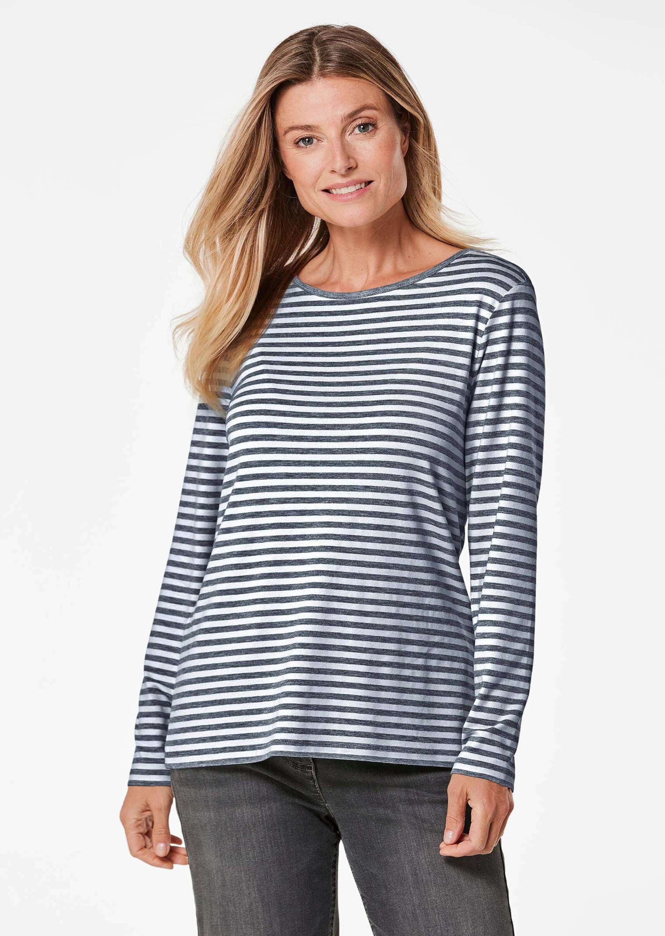 GOLDNER Longpullover »Kurzgröße Ringelshirt mit U-Boot-Ausschnitt«