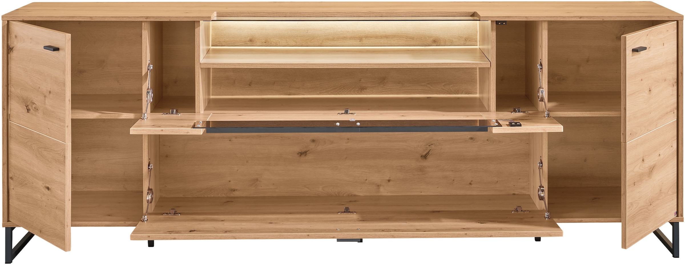 set one by Musterring TV-Schrank »Deltona« inkl. LED-Beleuchtung, Metallkufe, Sandstein-Zierelement, B229 x H83cm