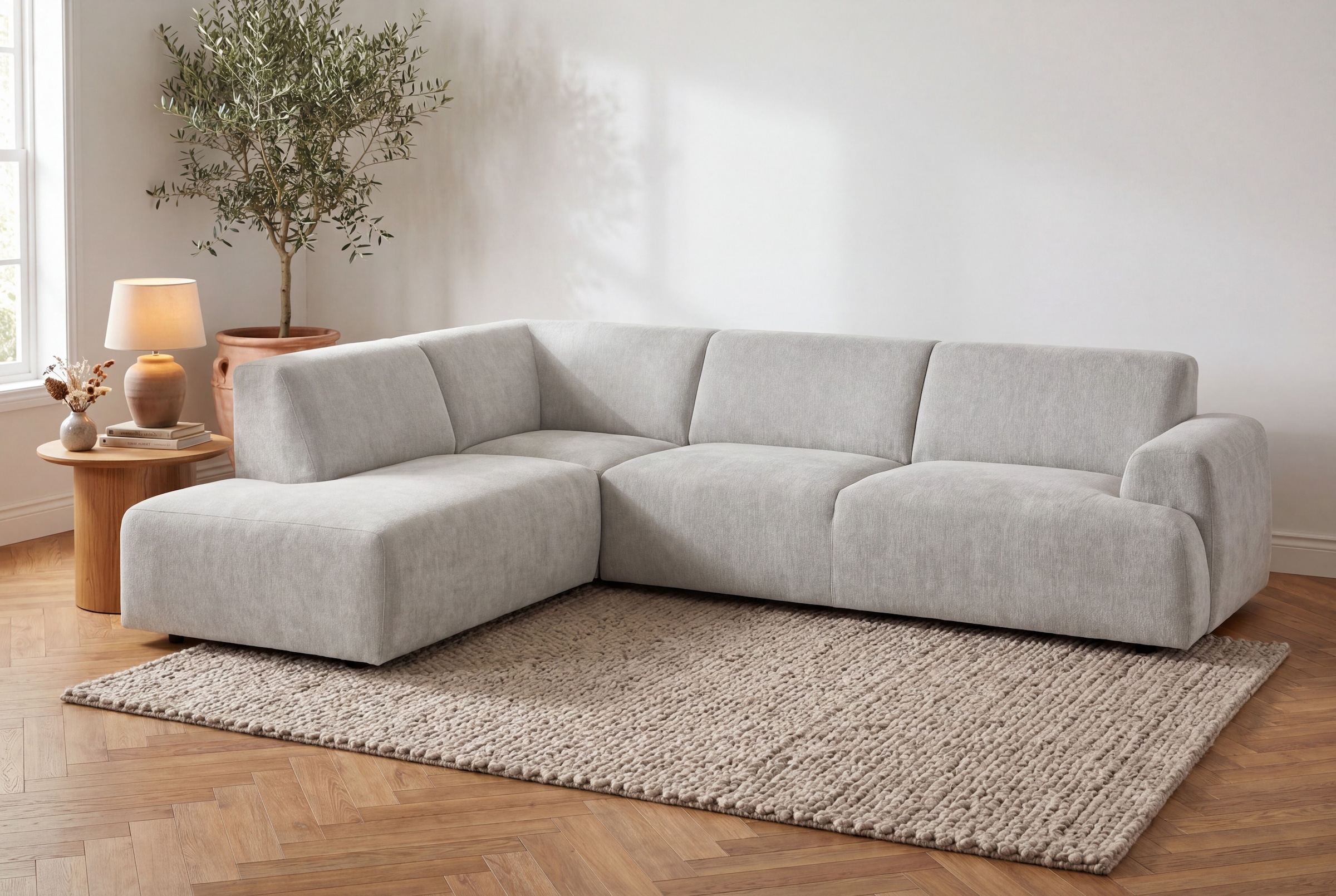 OTTO home Ecksofa »Linkka, Breite 282 cm« L-Form, in einem weichen Chenille-Stoff, mit Wellenunterfederung
