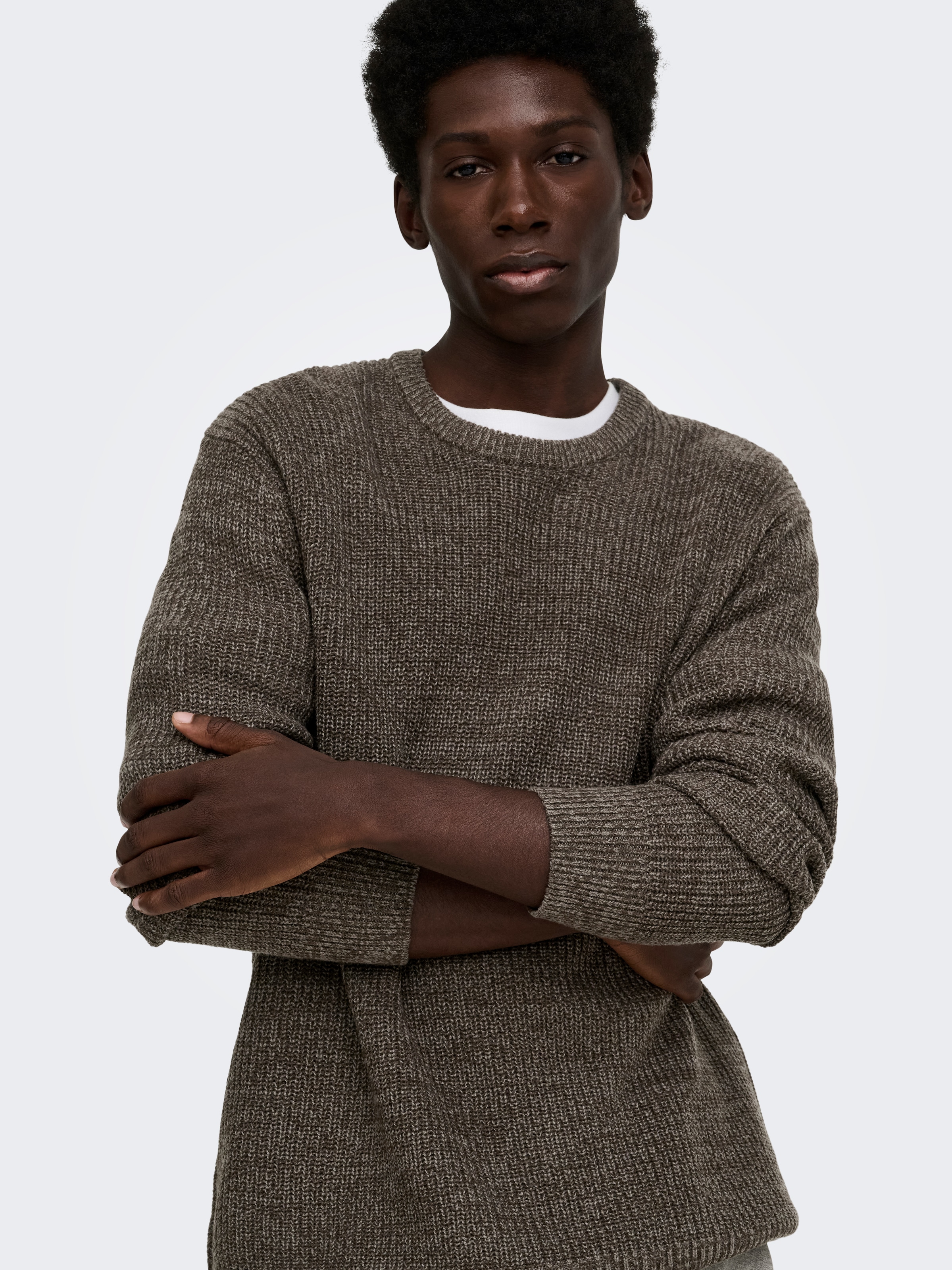 ONLY & SONS Rundhalspullover »ONSJONAS REG CREW NECK KNIT« Kunstfaser, regular fit