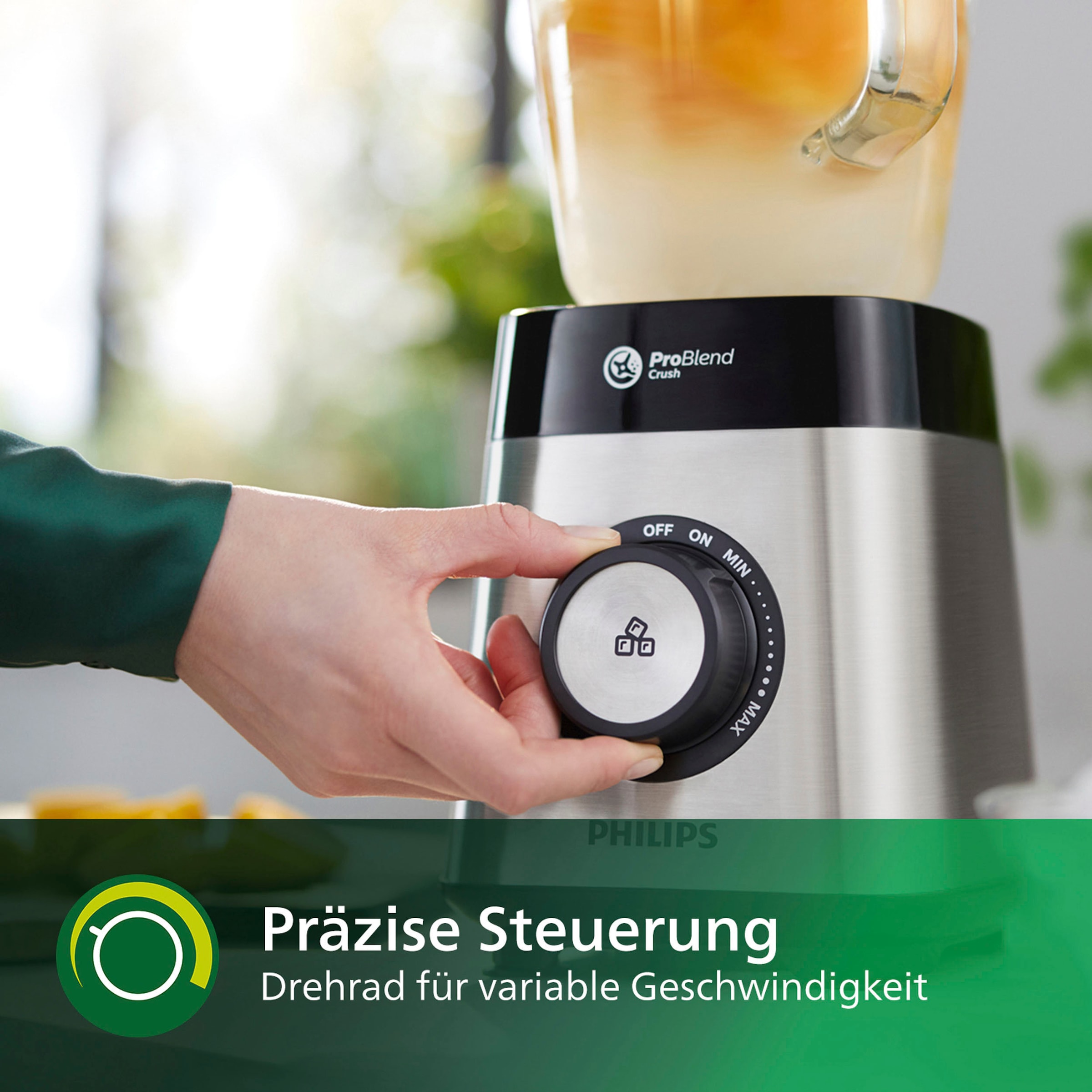 Philips Standmixer »HR3573/90 5000 Series, mit ProBlend Crush-Technologie,«, 1000 W, 2L-Glasbehälter, variablen Geschwindigkeiten + Pulsfunktion; Metallic