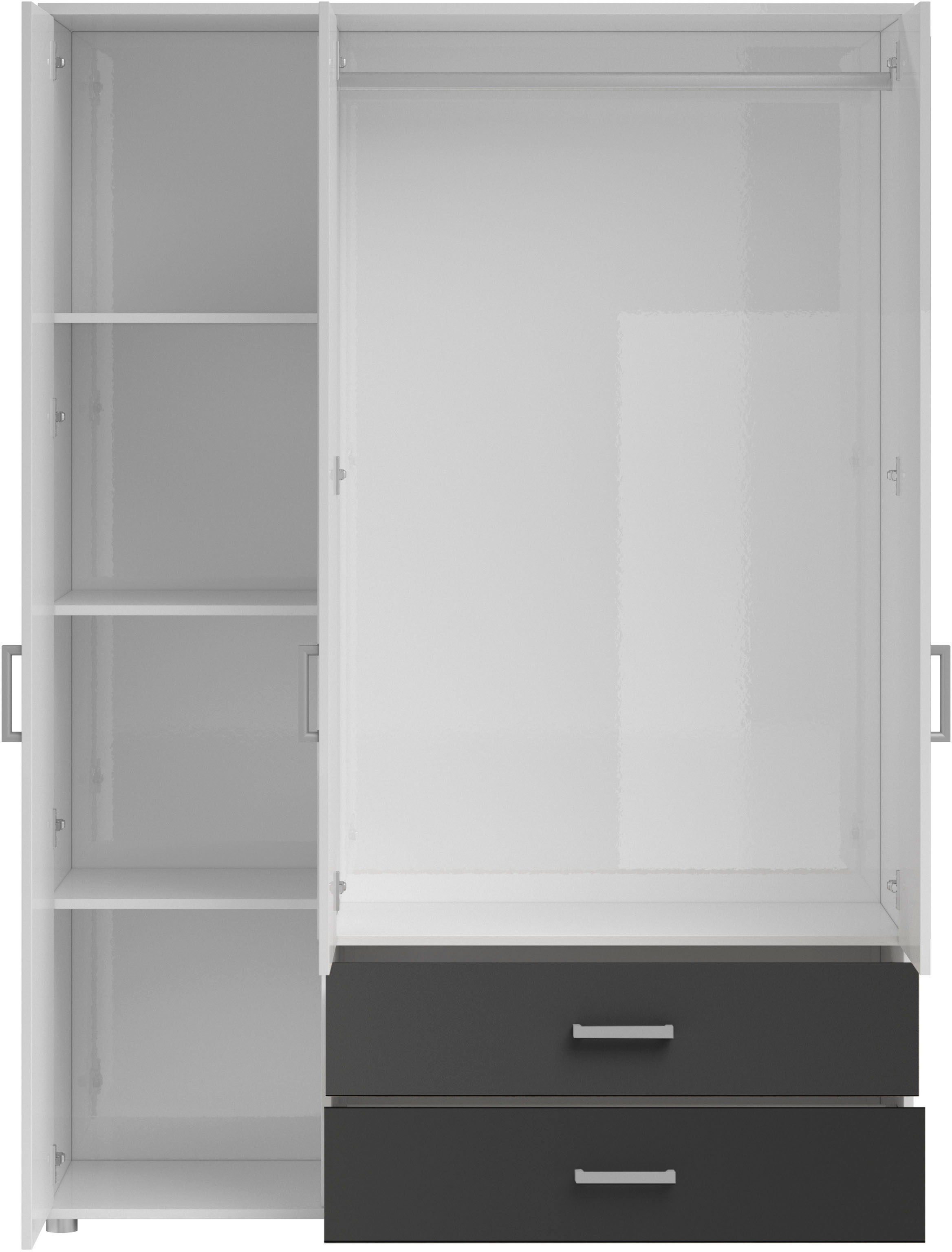 Schlafkontor Drehtürenschrank »Ivar Kleiderschrank mit Spiegel«, inklusive 2 Spiegeltüren und 2 farblich abgesetzten Schubkästen