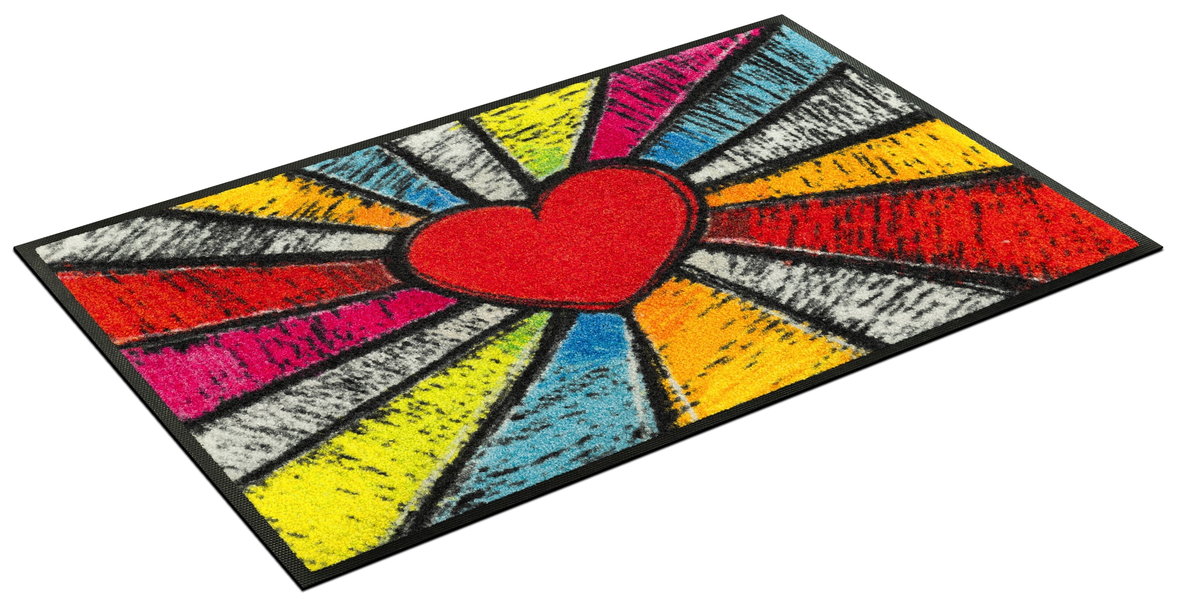 wash+dry by Kleen-Tex Fußmatte »Pop Art Heart« rechteckig 7 mm Höhe
