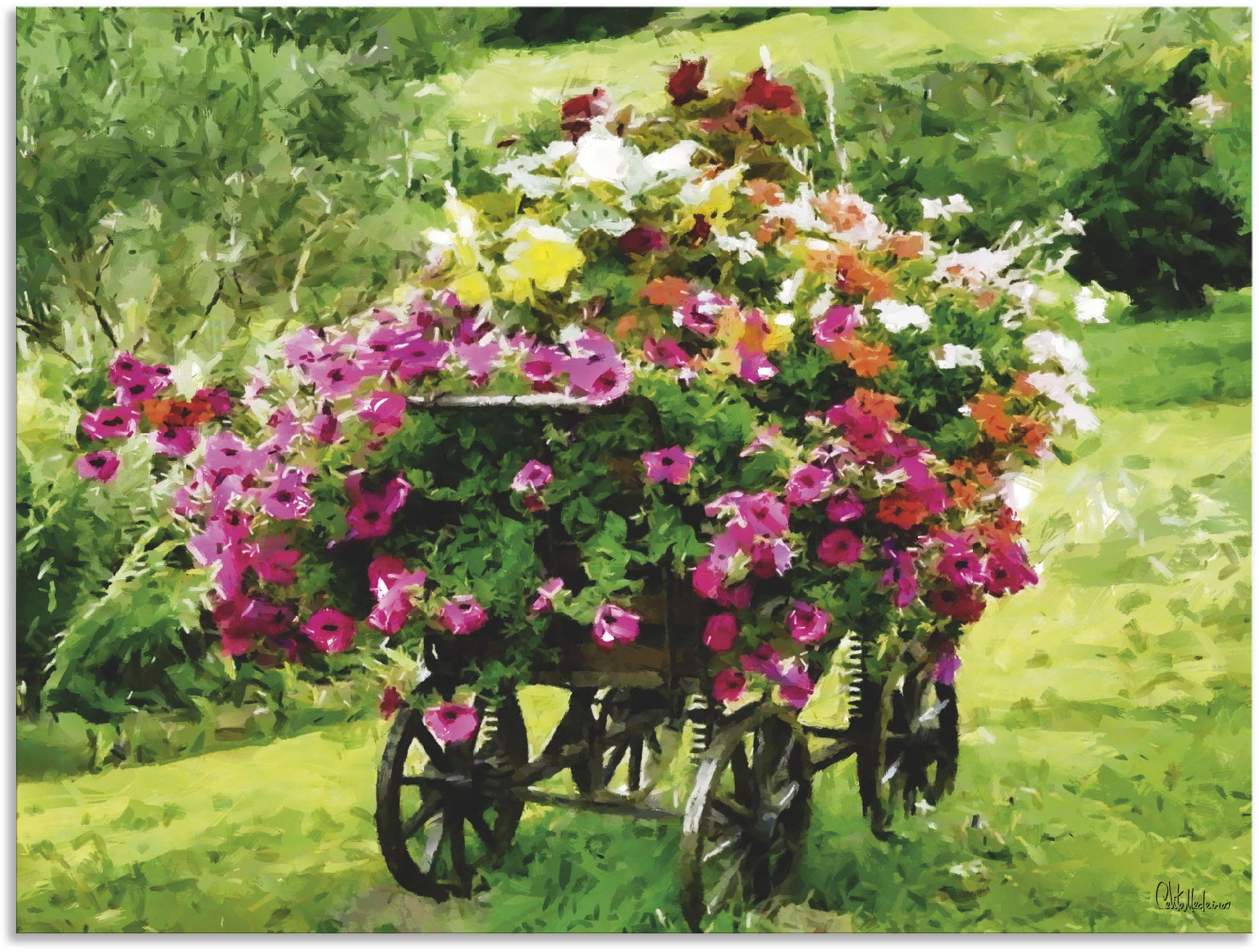 Wandbild »Kutsche mit Blumen«, Blumenbilder, (1 St.), als Alubild, Outdoorbild,...