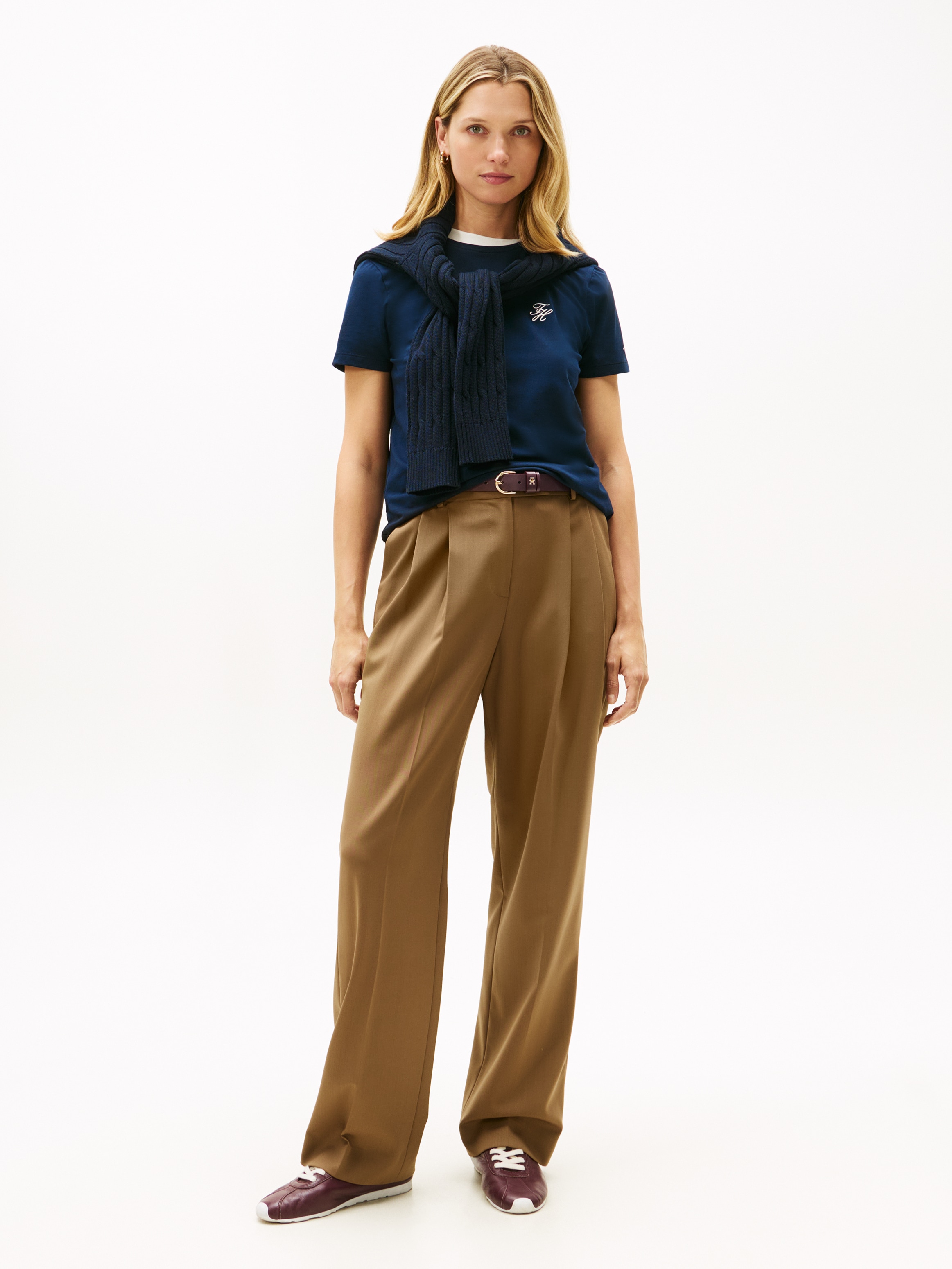 Tommy Hilfiger Kurzarmshirt »TH SCRIPT REG C-NK SS TEE« Stretch, Baumwollmischung, regular fit