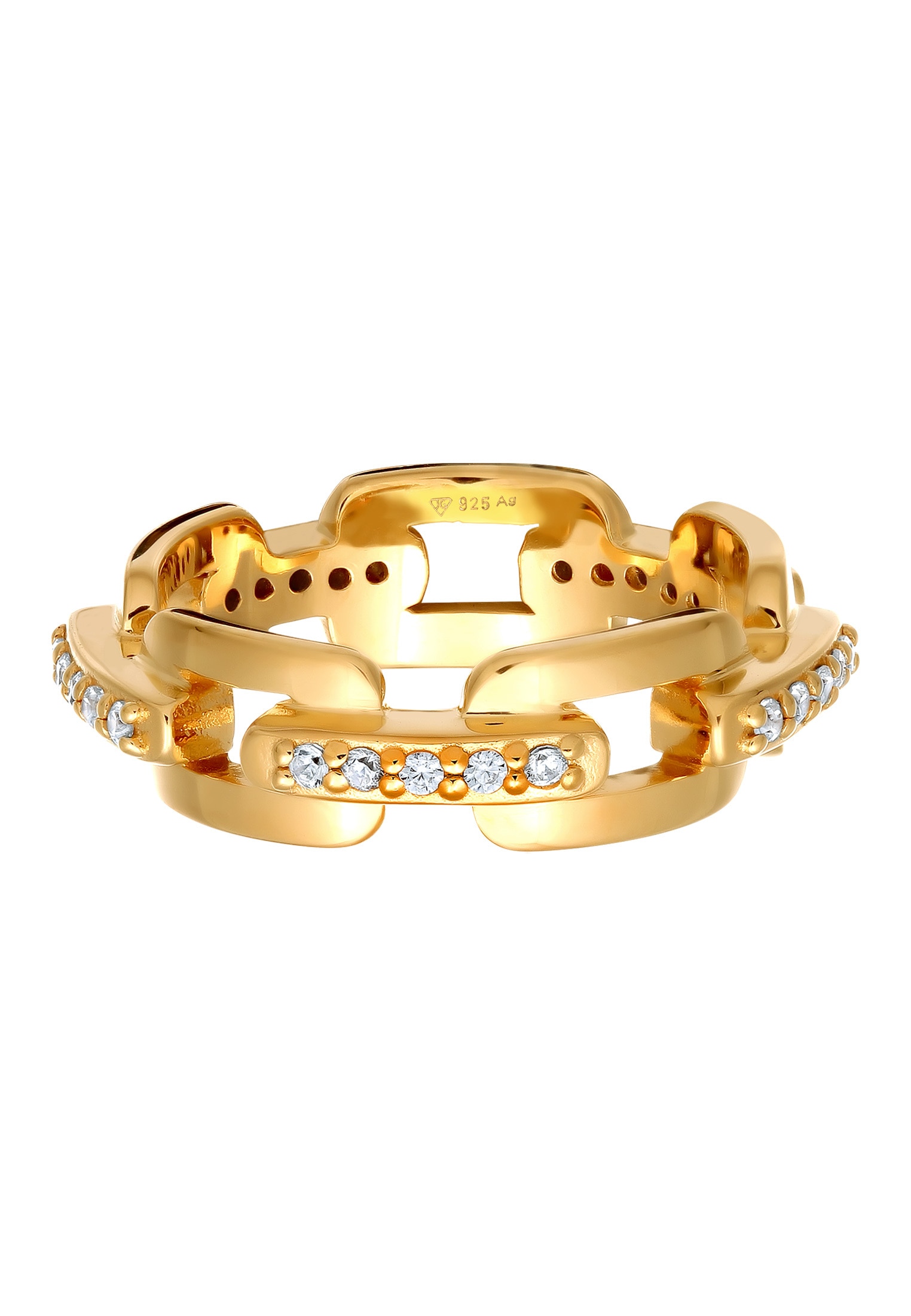 Kuzzoi Silberring »Ring Ketten Glieder Zirkonia Weiß 925 Sterling Silber«