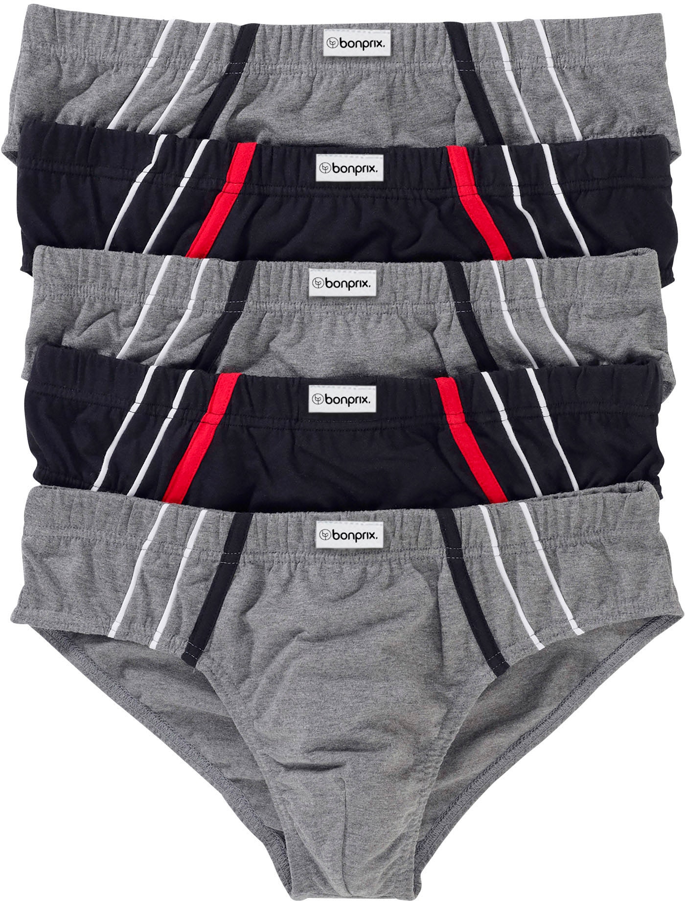 bonprix Maxislip Packung, 5 Stk. klassisch geschnittene Passform, sportive Optik, aus Baumwolle