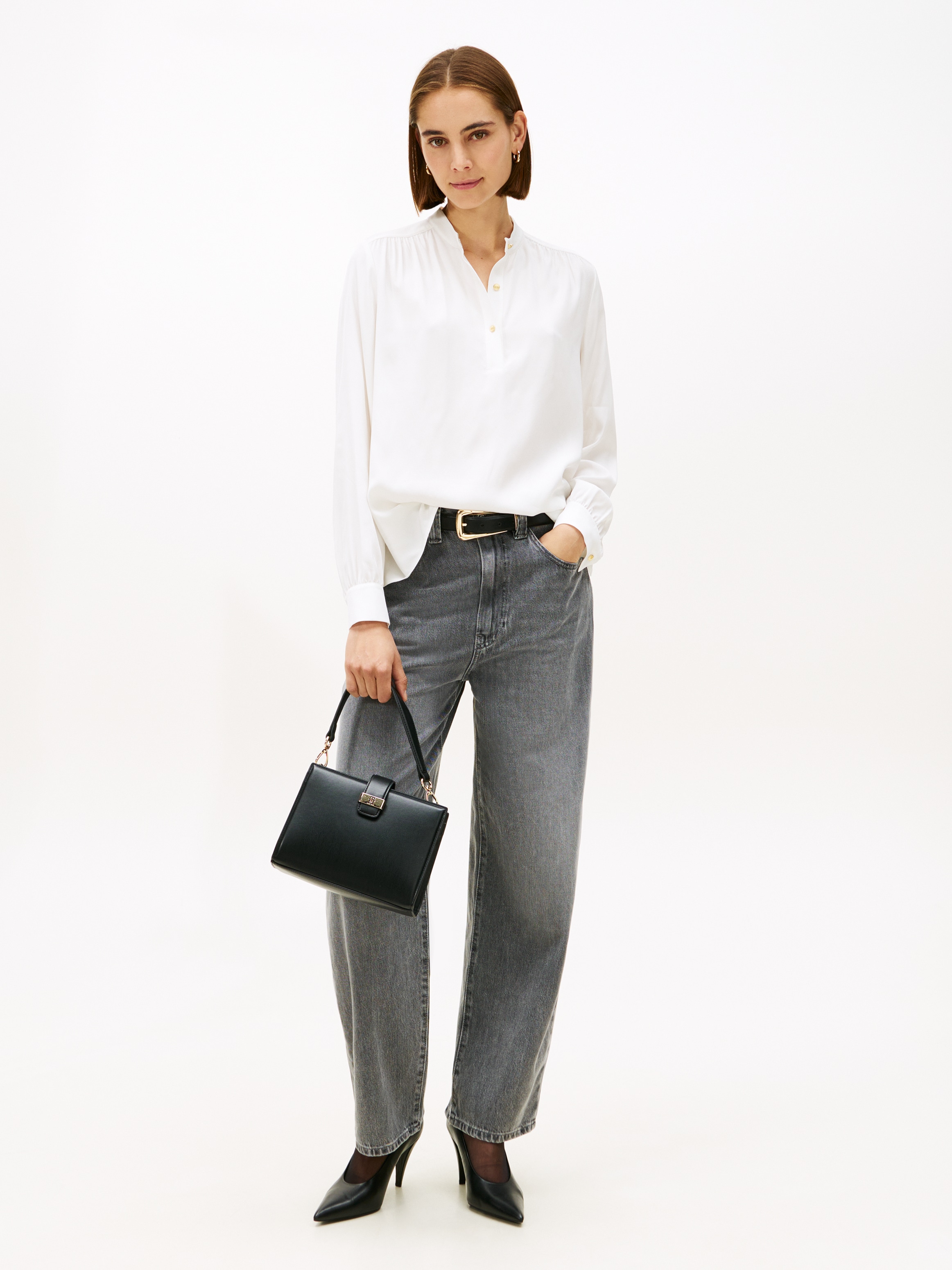 Tommy Hilfiger Langarmbluse »VIS TWILL V-NK BLOUSE«