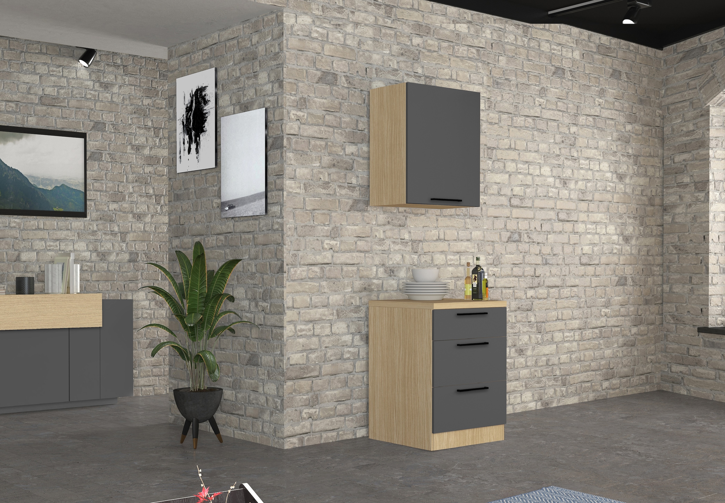 KOCHSTATION Hängeschrank »Luna, Oberschrank,  Küchenhängeschrank, Made in Italy« B/T/H: 60×35×71 cm, zusätzlicher Stauraum über der Arbeitsfläche