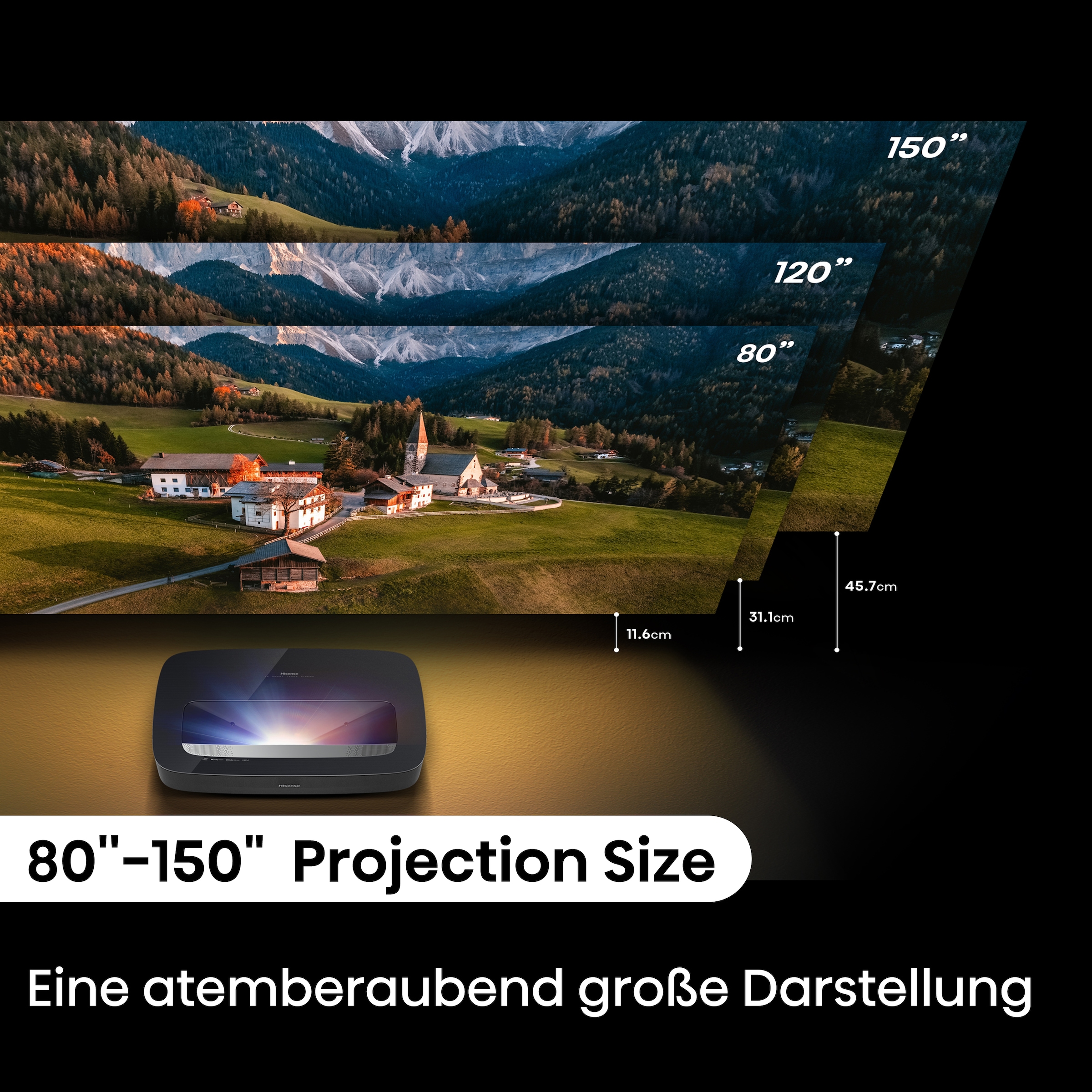 Hisense Laser-TV »PL2«, (3000:1)