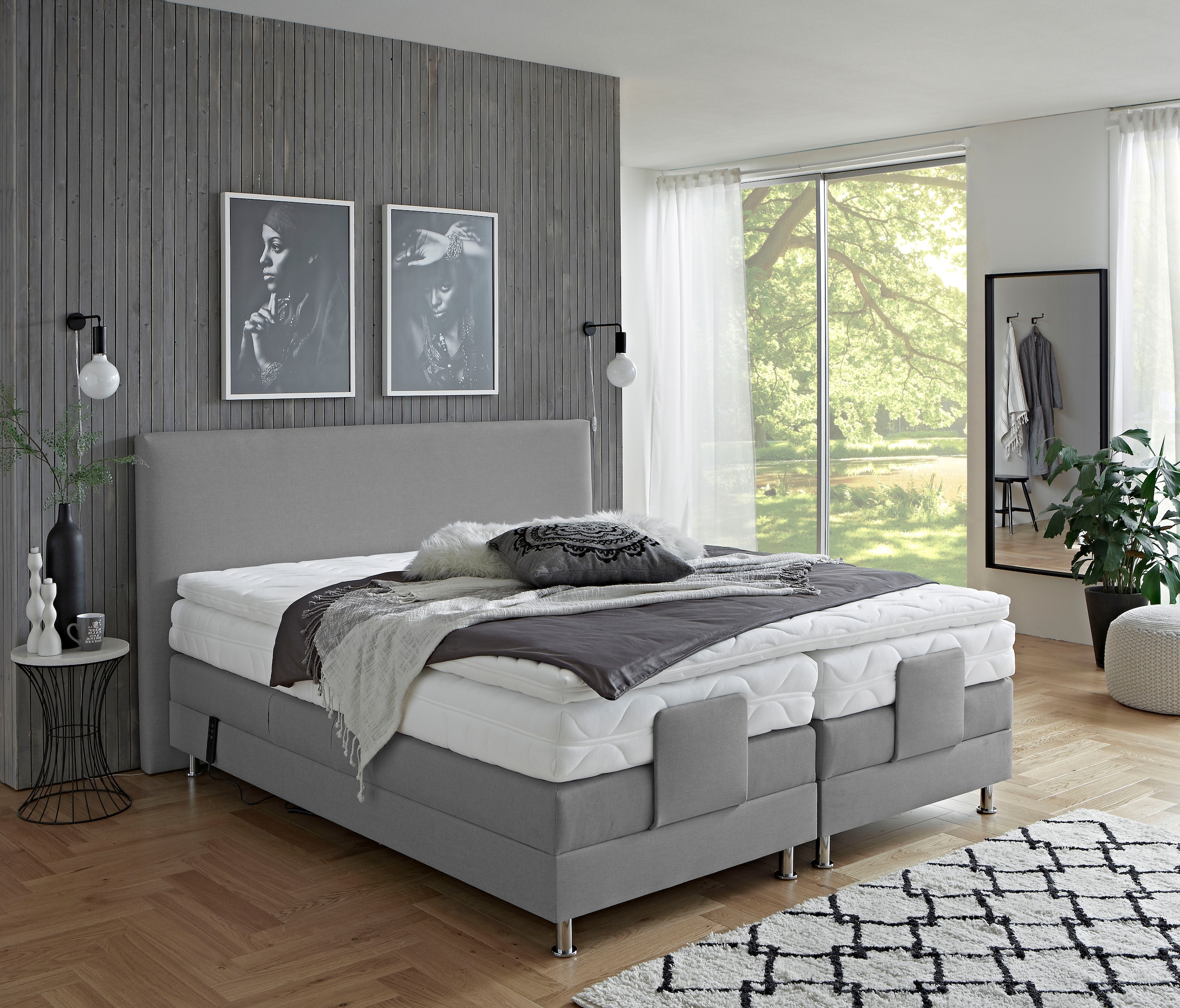 Westfalia Schlafkomfort Boxbett »Lissabon wahlweise in den Breiten 160x200cm, 180x200cm & 200x200cm« inkl. Motor, Auswahl aus 2 Matratzentypen und 3 Härtegraden