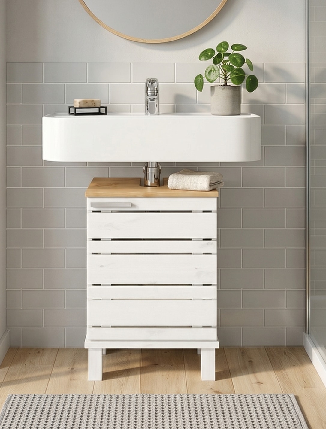 Home affaire Waschbeckenunterschrank »JOSIE« Breite 40 cm, aus Massivholz, Metallgriff, 1 Tür