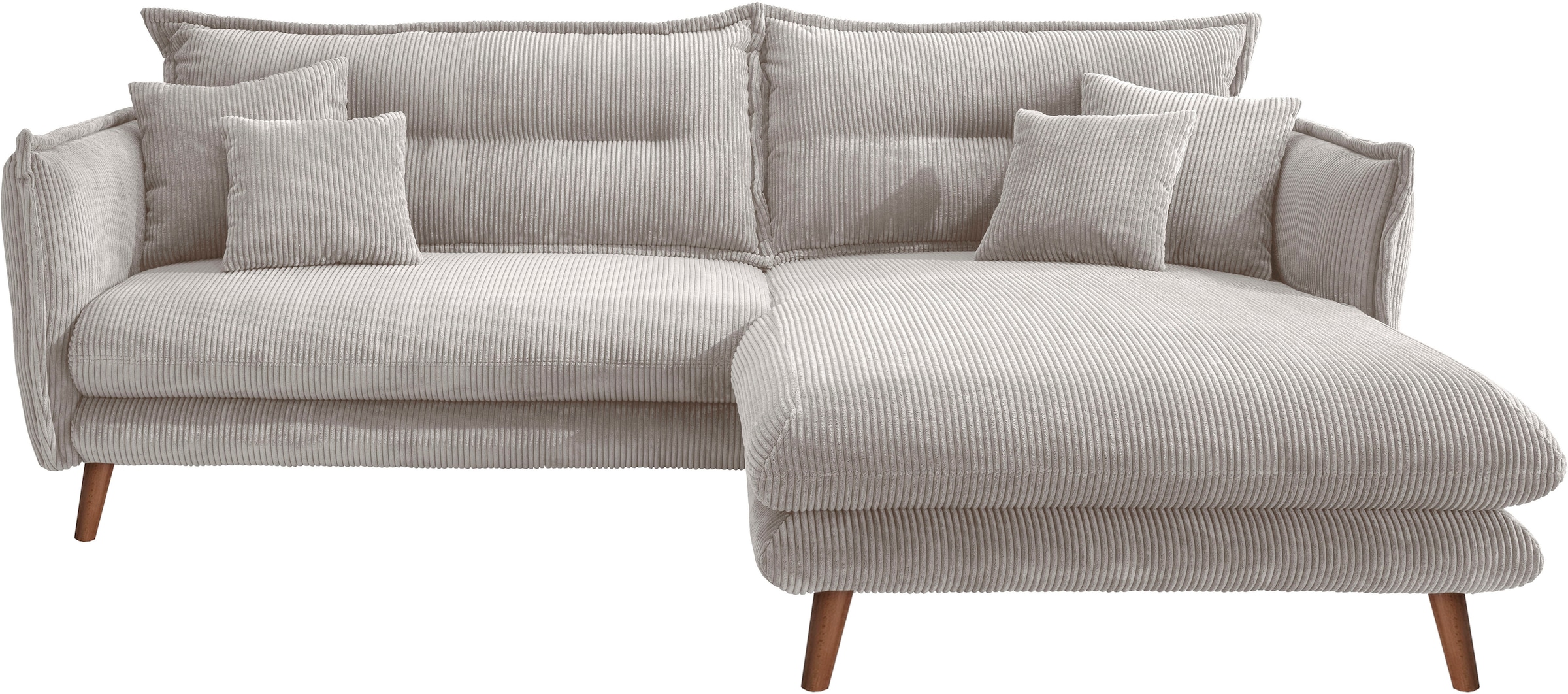 INOSIGN Ecksofa »Lazio modern und bequem, schmale Armlehnen, tolle Detailverarbeitung«, zwei verschiedene Fußfarben wählbar