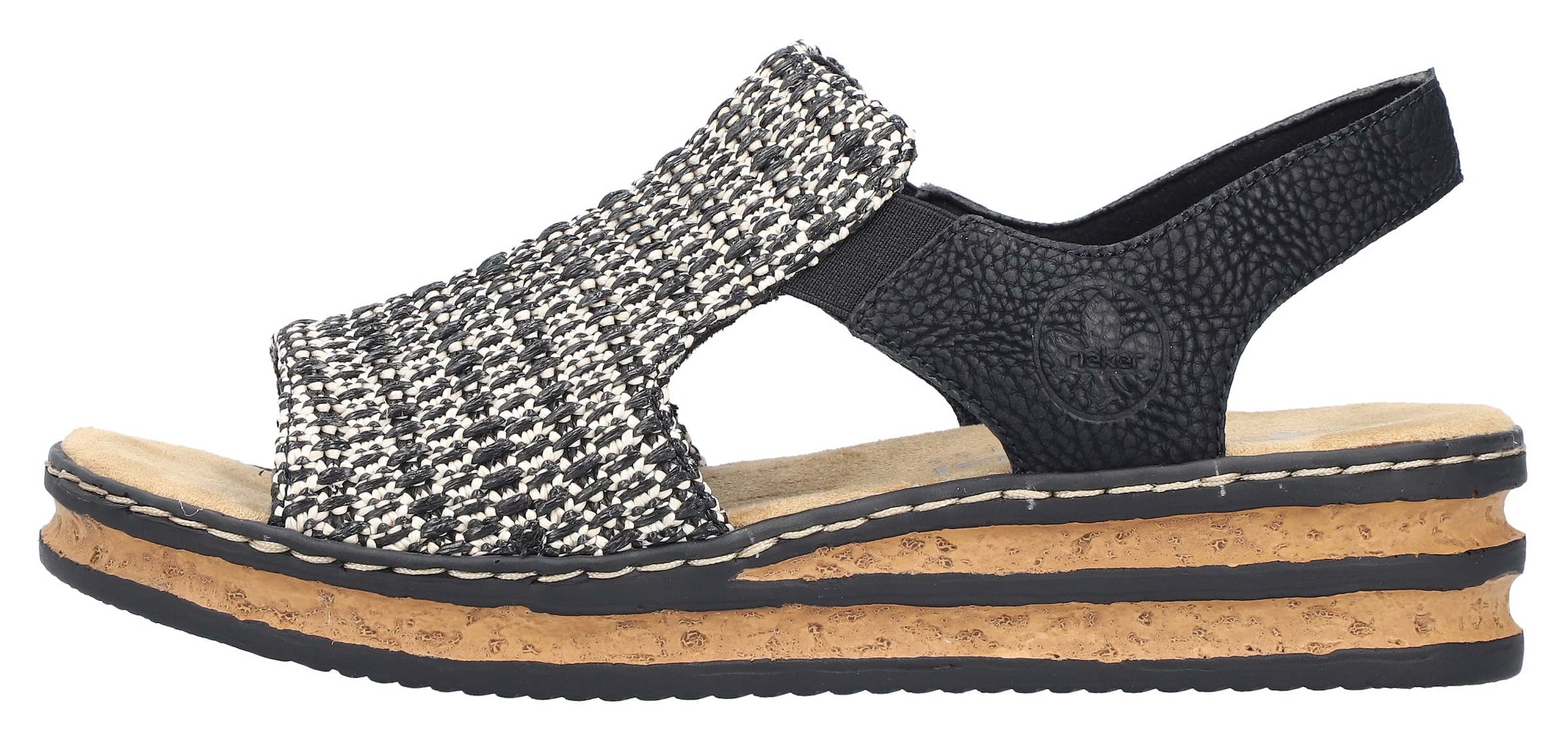 Rieker Keilsandalette, Sommerschuh, Strandschuh, Sandale in Flechtoptik