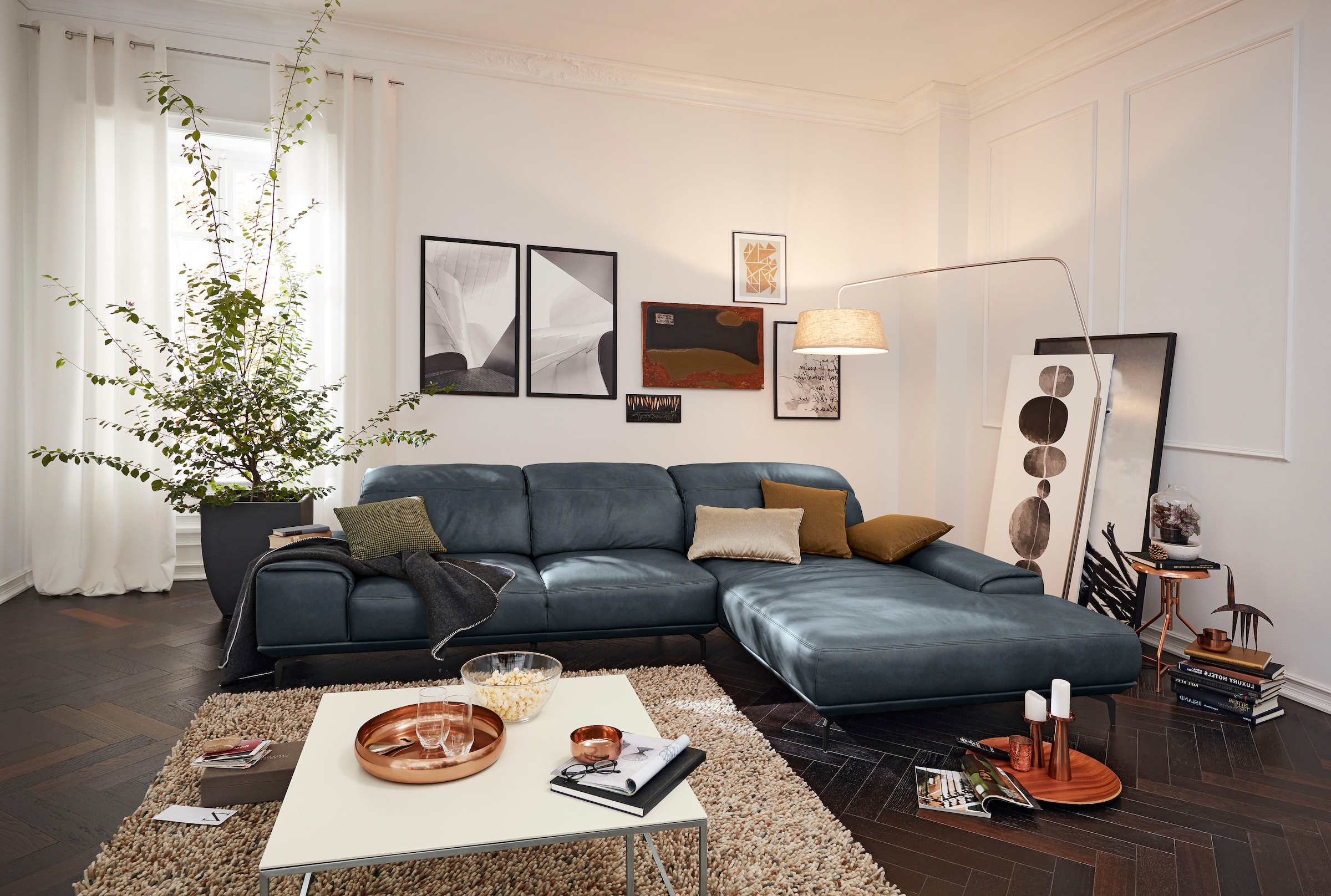 Musterring Wohnlandschaft »MR 2490«, Fuß Schwarz, Sitzhöhe 46cm, wahlweise mit Funktionen, Maße 342x207 cm