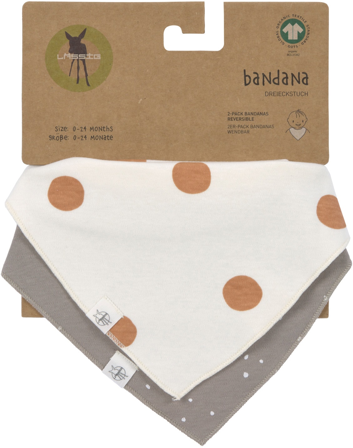 LÄSSIG Dreieckstuch »Interlock Bandana, milky/taupe«, (2 St.), für Babys; enthält Bio-Baumwolle