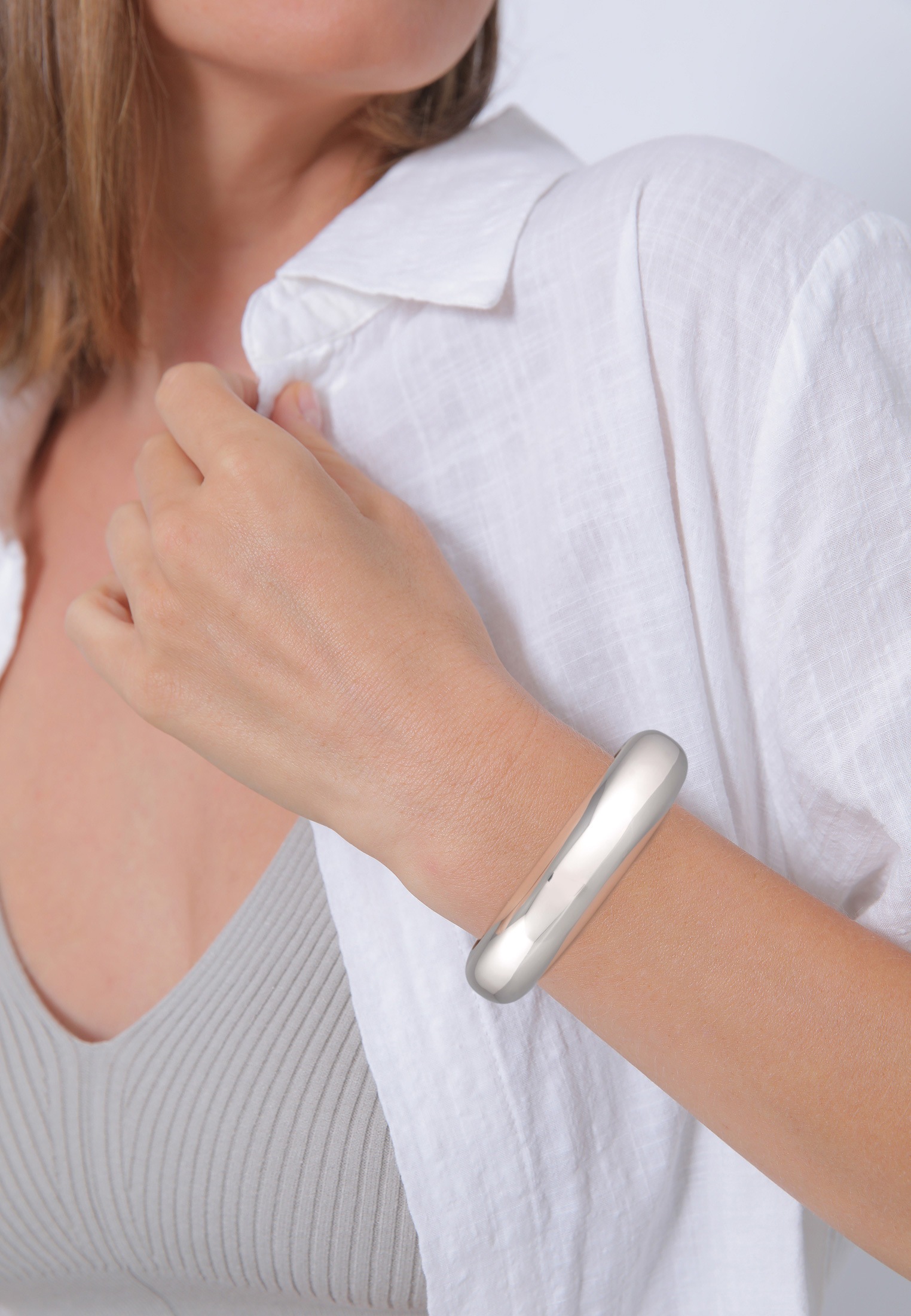 Elli Premium Armreif »Armband Armreif Armspange Offen Breit Klobig 925 Silber«