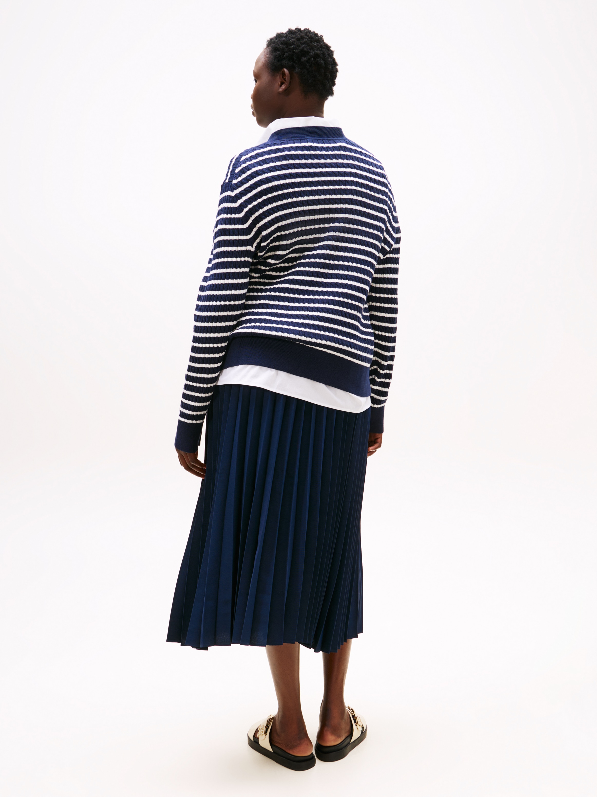 Tommy Hilfiger Curve Strickpullover »CRV CO CABLE FINE GG C-NK LS SWT«, in großen Größen, mit Zopfmuster