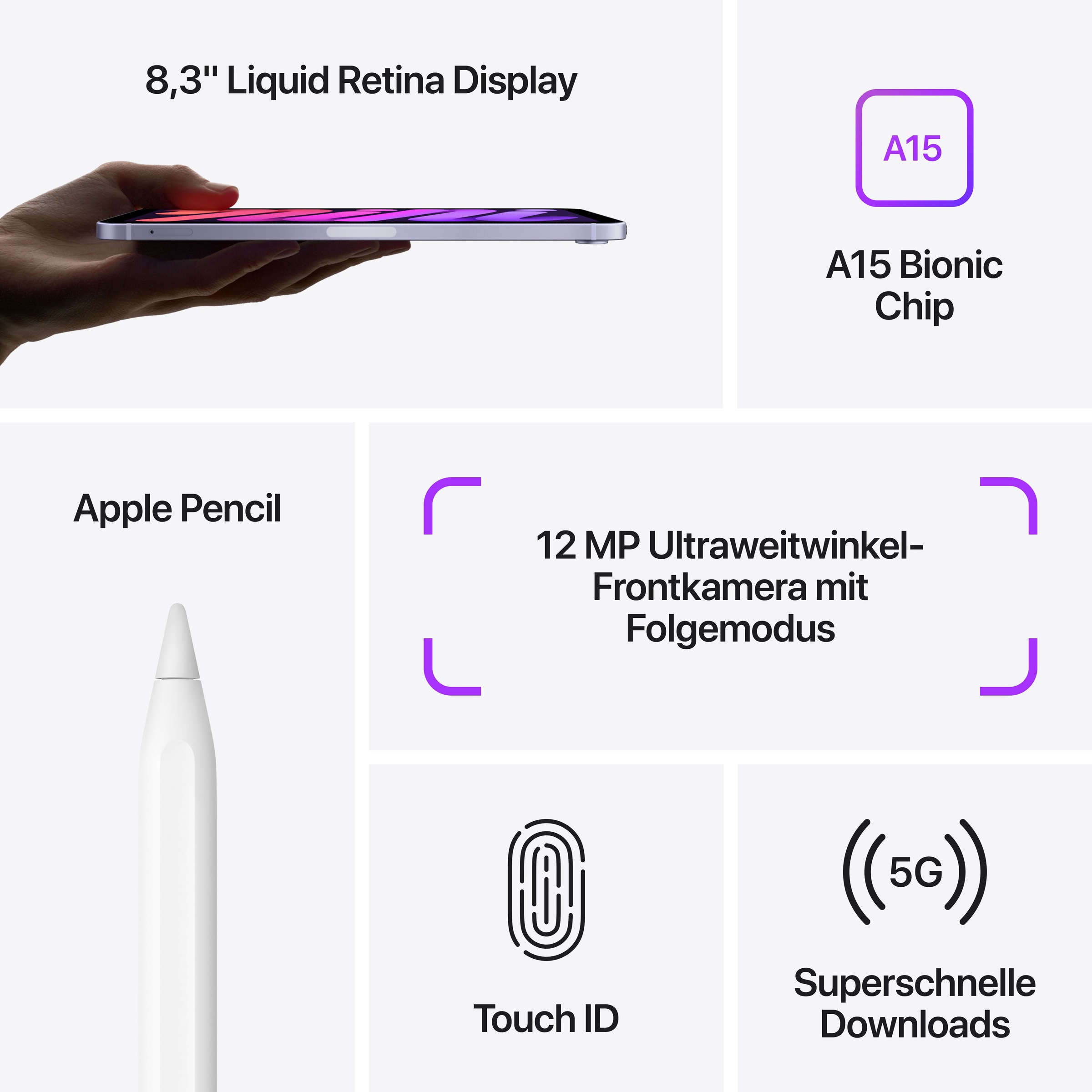 Apple Tablet »iPad mini Wi-Fi + Cellular (2021)«, (21,08 cm / 8,3 Zoll), iPadOS, 5G,)
