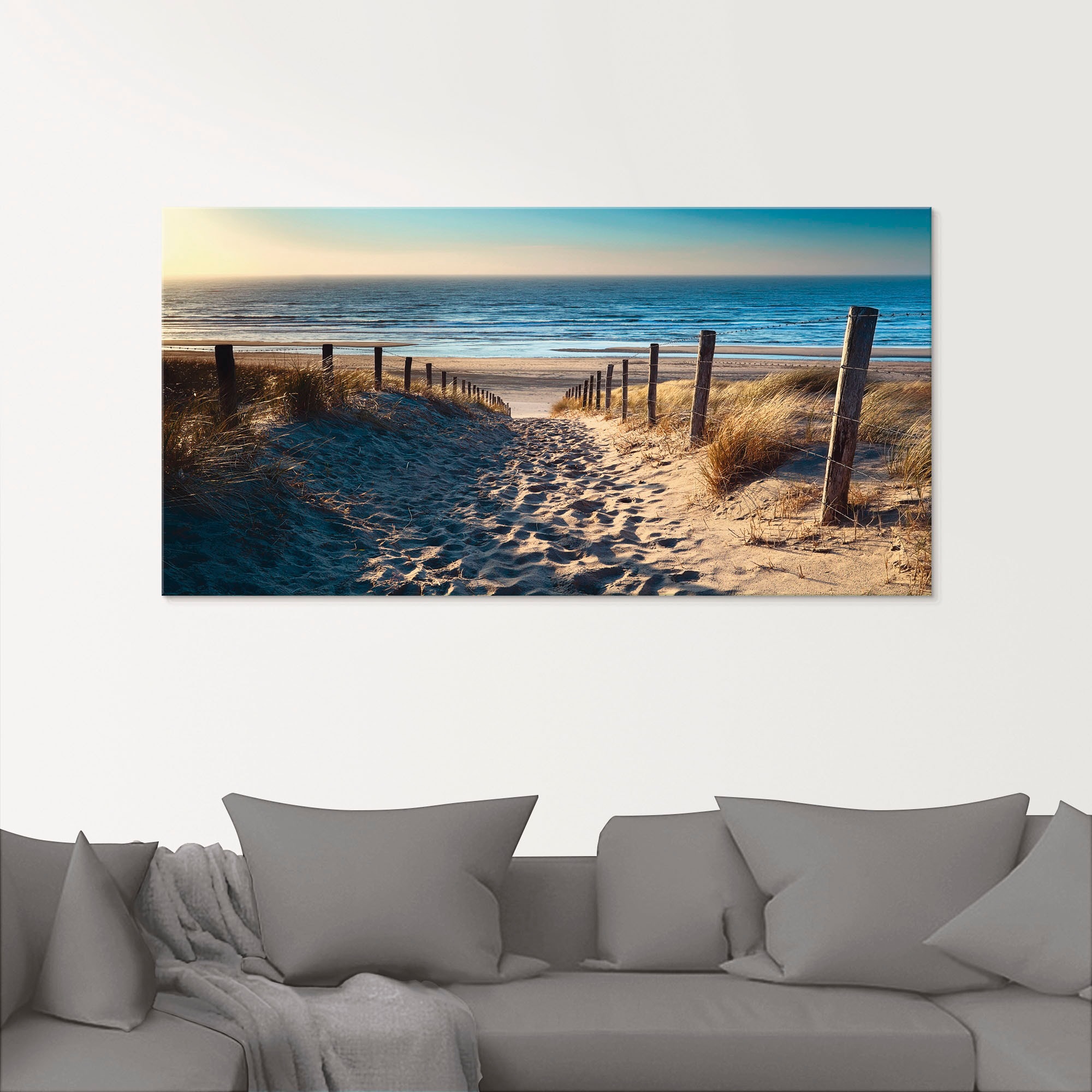 Artland Glasbild in OTTO verschiedenen online Strand, (3 »Weg zum bei Größen Sonnenuntergang«, bestellen Nordseestrand St.)