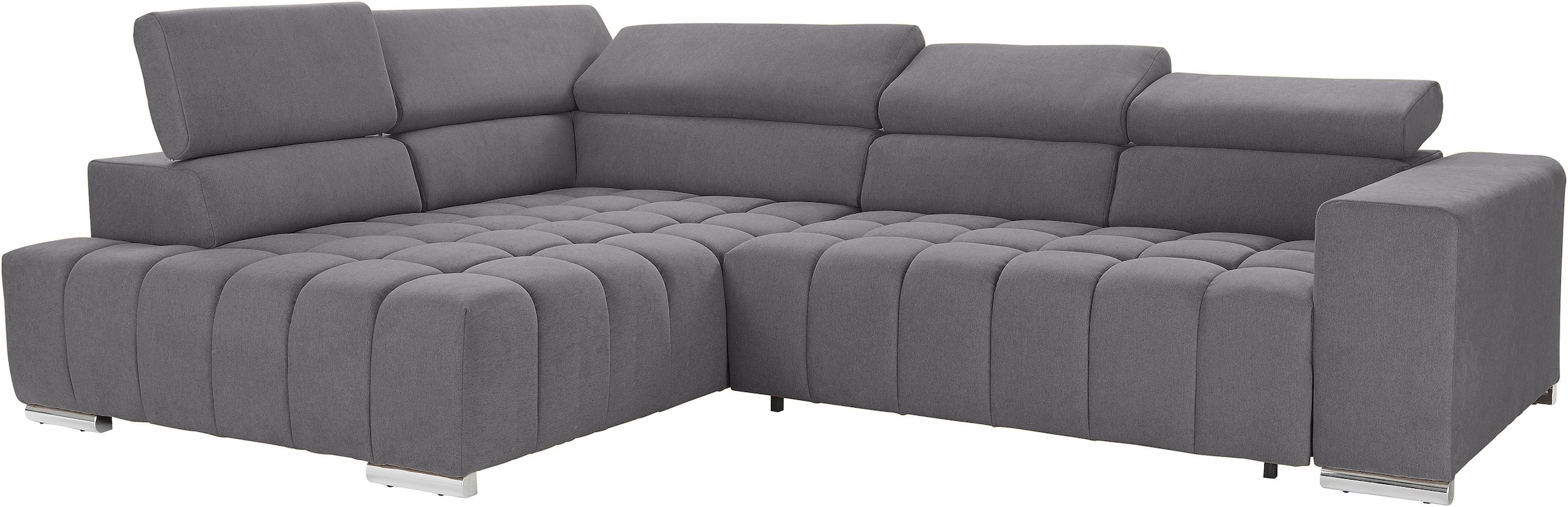 exxpo - sofa fashion Ecksofa »Elias, aktuelle Kreuzsteppung im Sitz, bequem, L-Form«, mit Kopf- bzw. Rückenverstellung, wahlweise mit Bettfunktion