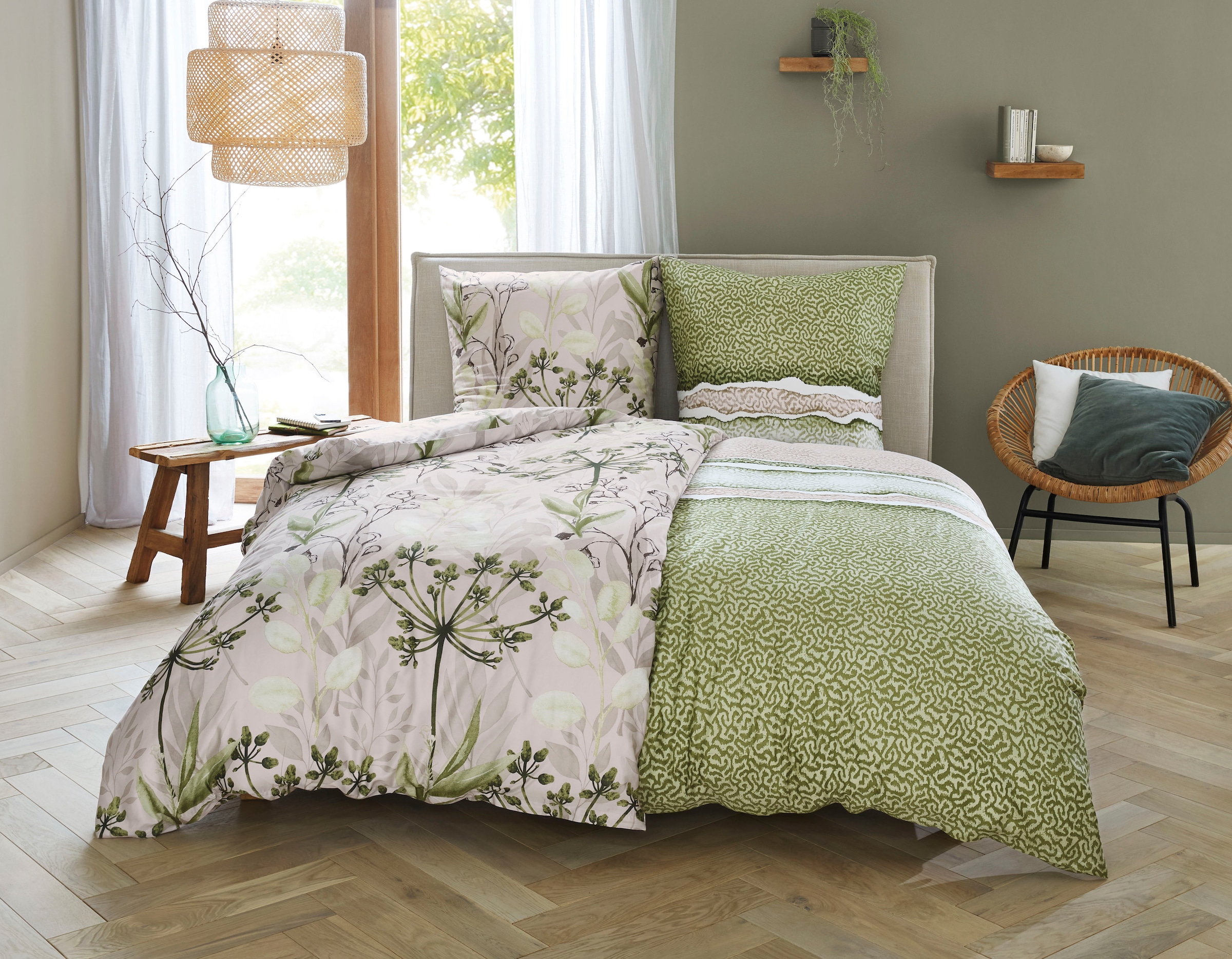 Kleine Wolke Bettwäsche »Lukardis« 2 Stk. tlg. mit Blättern und Gräsern